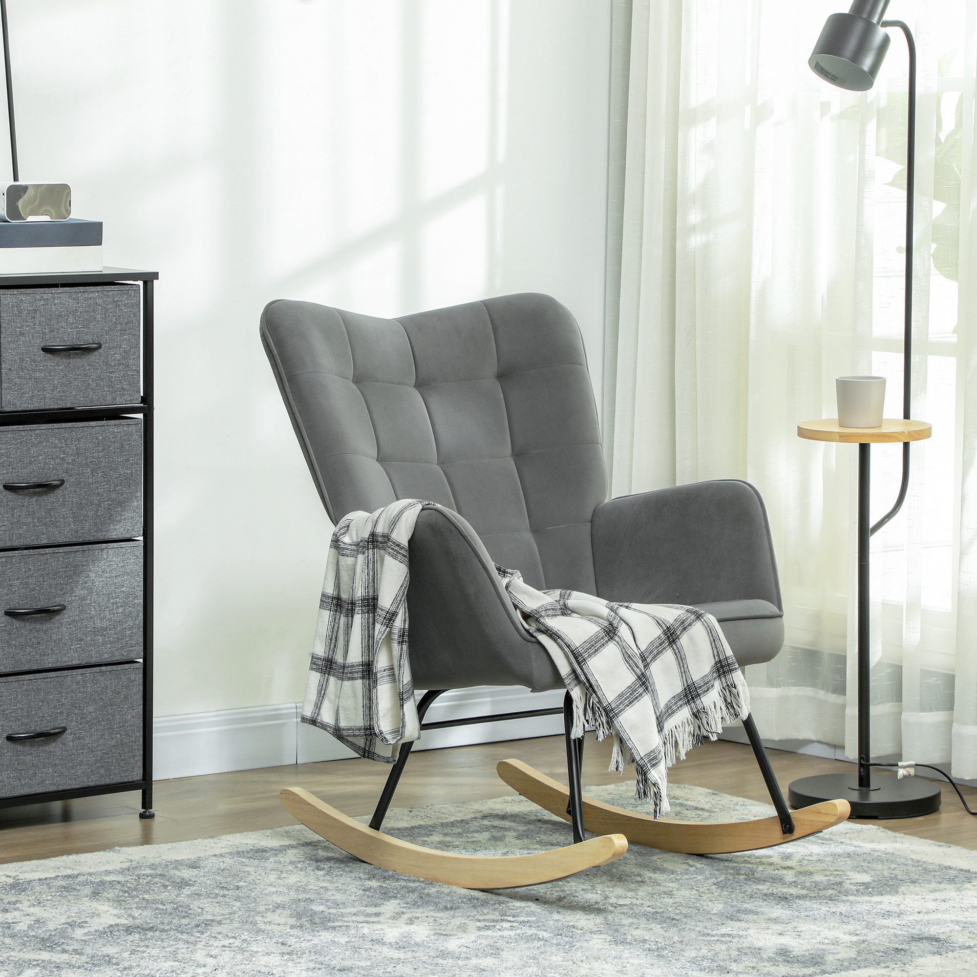 HOMCOM Schaukelstuhl Sessel Relaxsessel Wohnzimmersessel Akzentstuhl günstig online kaufen