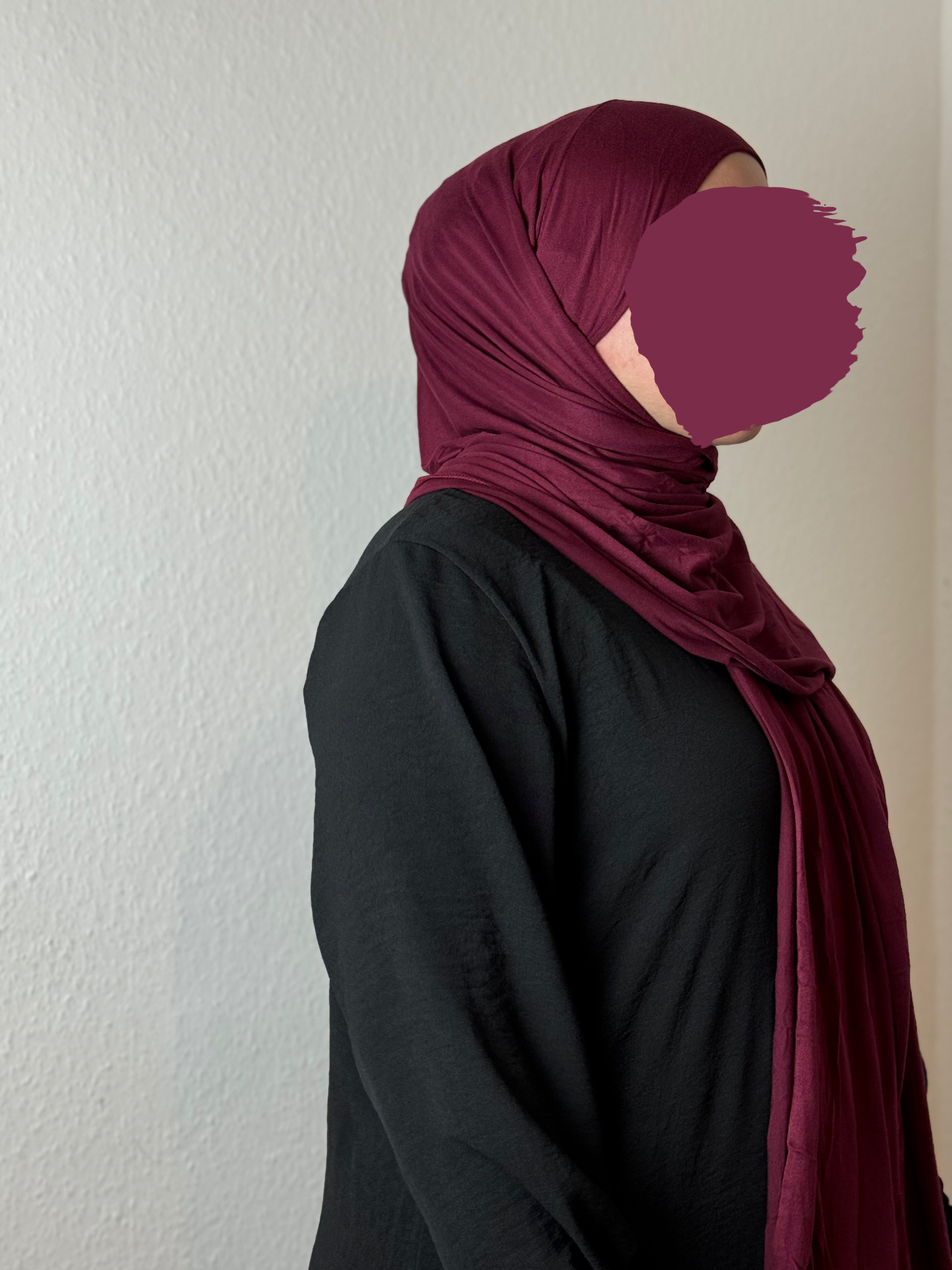 HIJABIFY Hijab Easy Hijab mit Tuch Jersey-Stoff in Bordeauxrot Hidschab/ 2 1 (antirutsch) Kopftuch Hijab/ unter integrierter