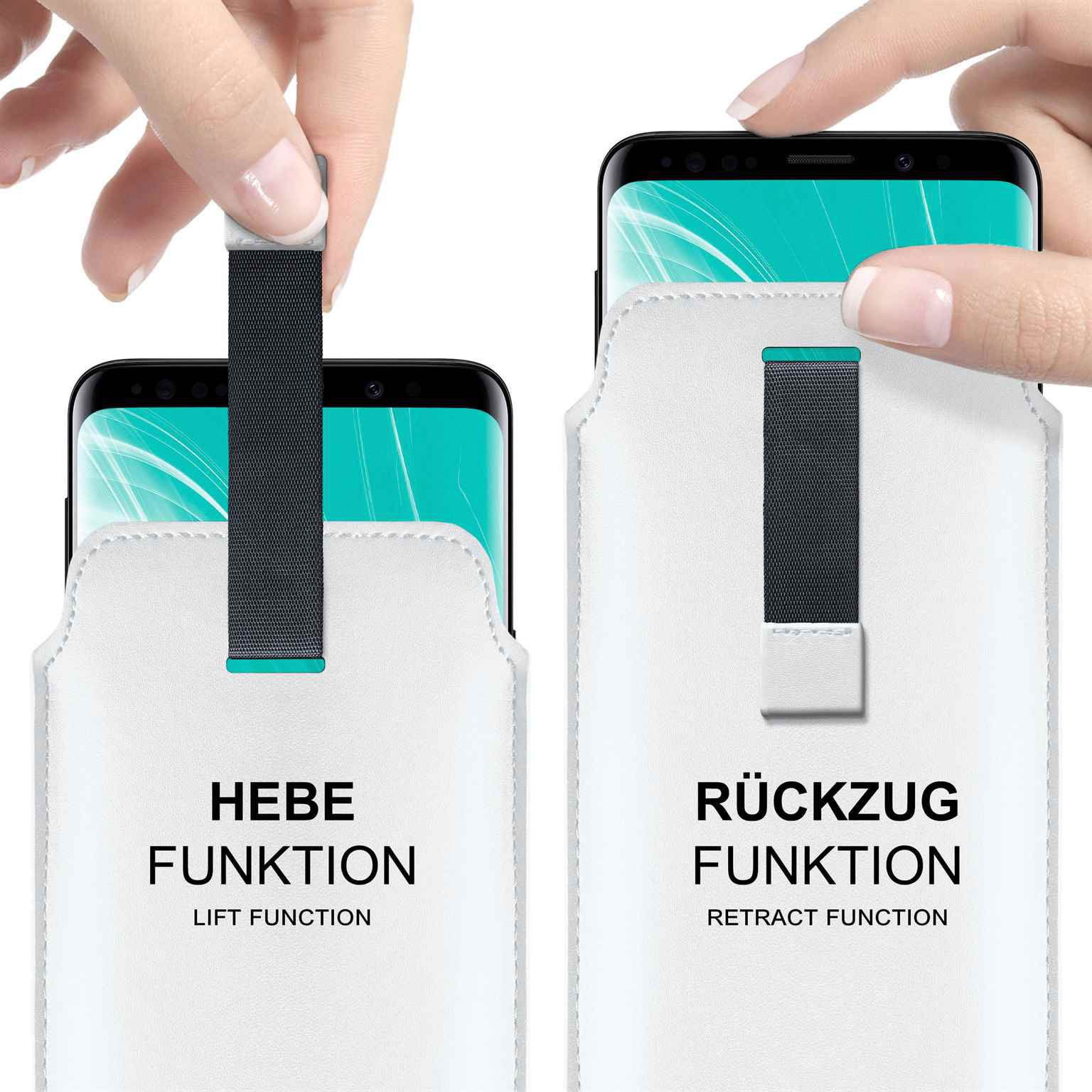 moex Handyhülle für Asus Zenfone 10 Hülle Leder Optik Pull Case Weiß 5,92 Zoll, Holster Handytasche Schutzhülle Sleeve Hülle Etui 360 Grad Schutz Dünn