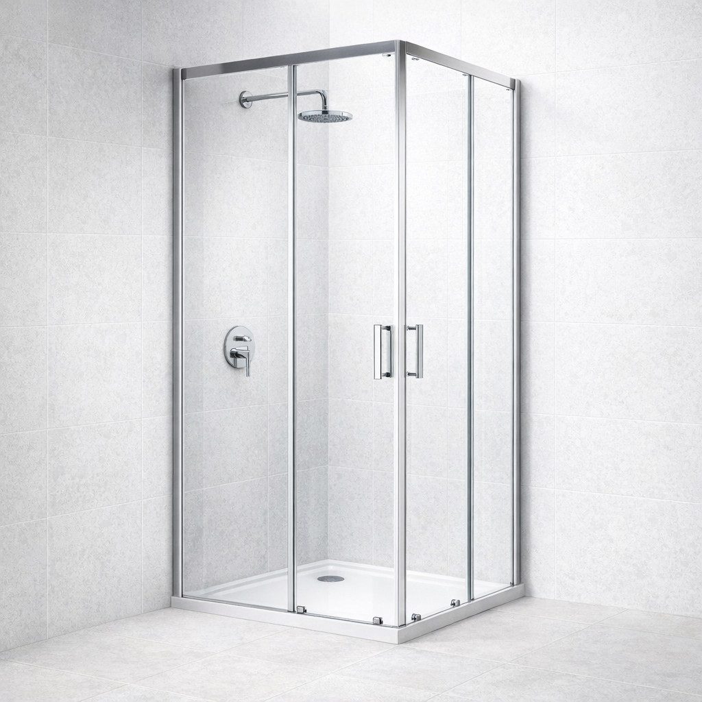 welltime Eckdusche New Trento, BxT: 80x80 cm, Einscheibensicherheitsglas, Extrahohe 195cm, 6mm ESG, verbessertes Rollensystem