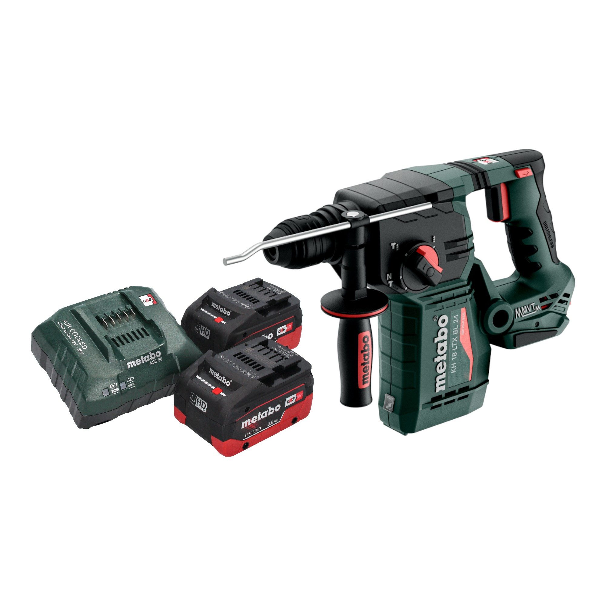 metabo Schlagbohrmaschine KH 18 LTX BL 24 18 V 2,2 J SDS Plus + 2x LiHD Akku 5,5 Ah + Lader