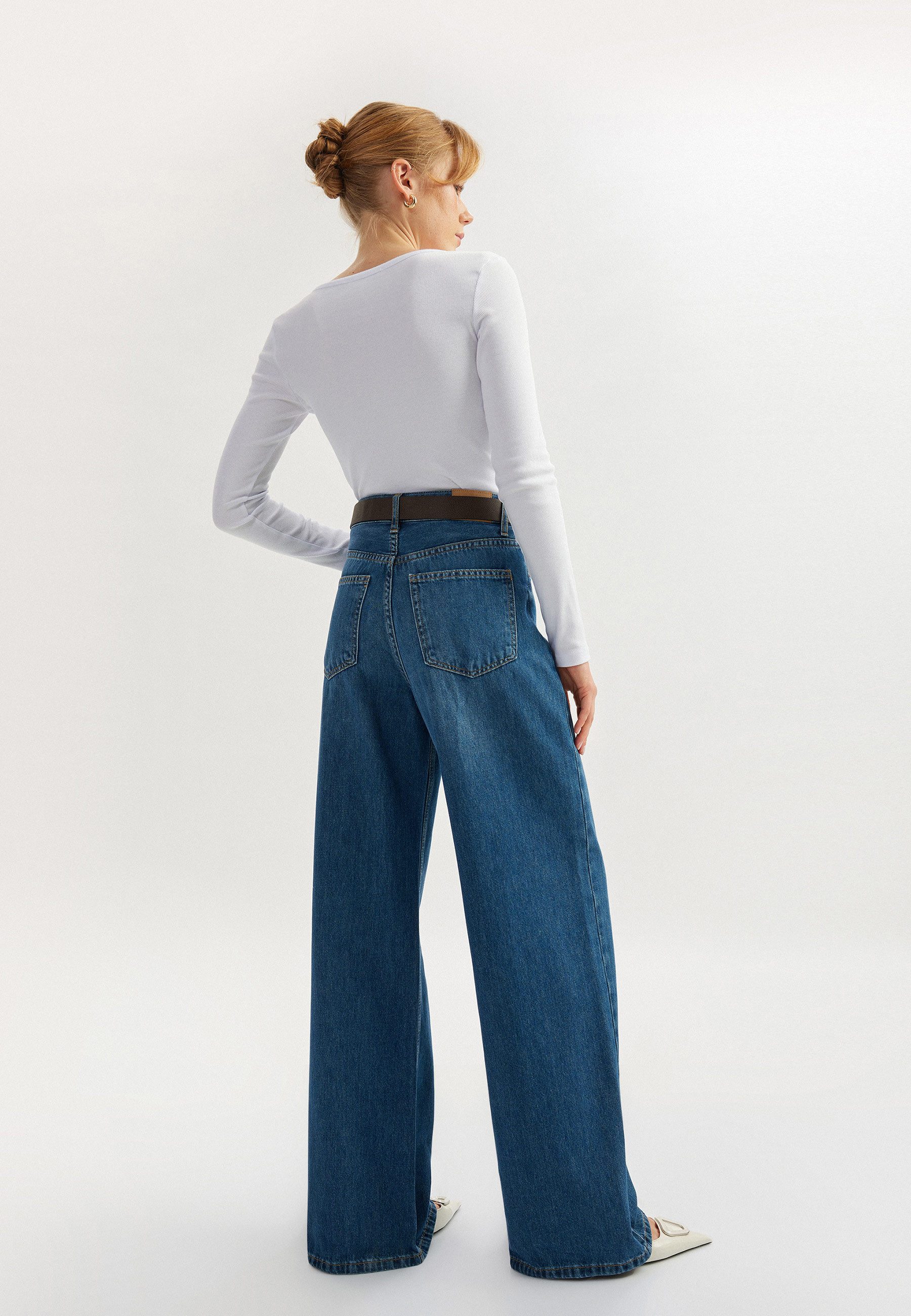Koton Regular-fit-Jeans Denim Wide Leg Regular-fit-Jeans günstig online kaufen