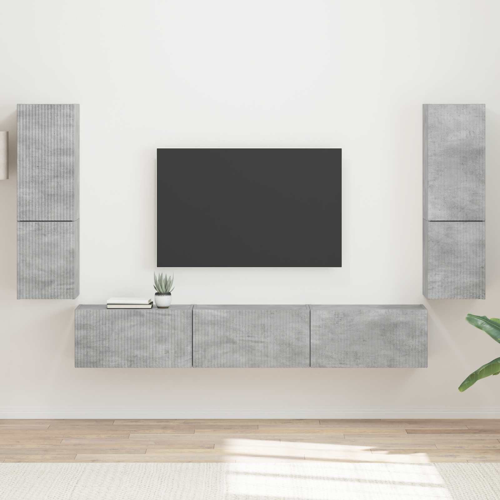 furnicato TV-Schrank TV-Schranksystem Wandmontage Beton grau (1-St) Platzsparendes Lowboard mit viel Stauraum für dein Wohnzimmer