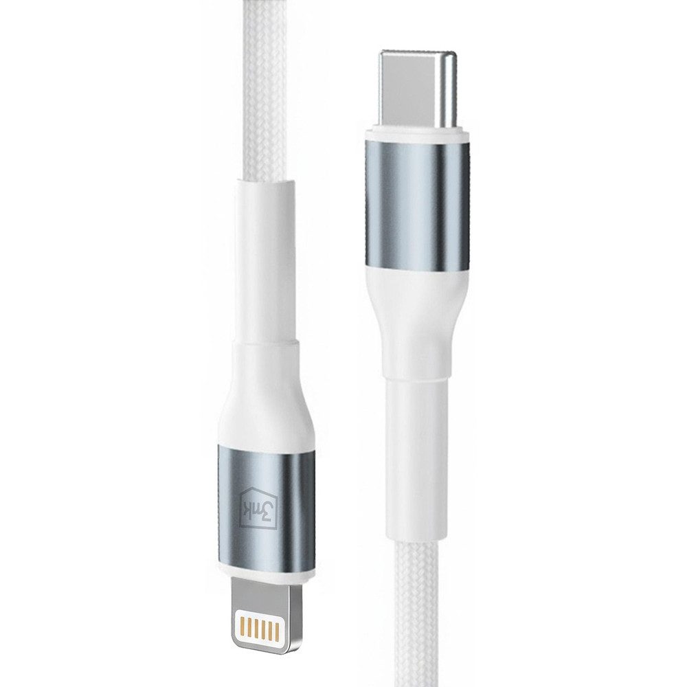 3MK Ladekabel Datenkabel Schnellladekabel Smartphone-Kabel, USB-C, Lightning (100.0 cm), 20 W Schnellladung, Nylongeflecht, Aluminiumstecker