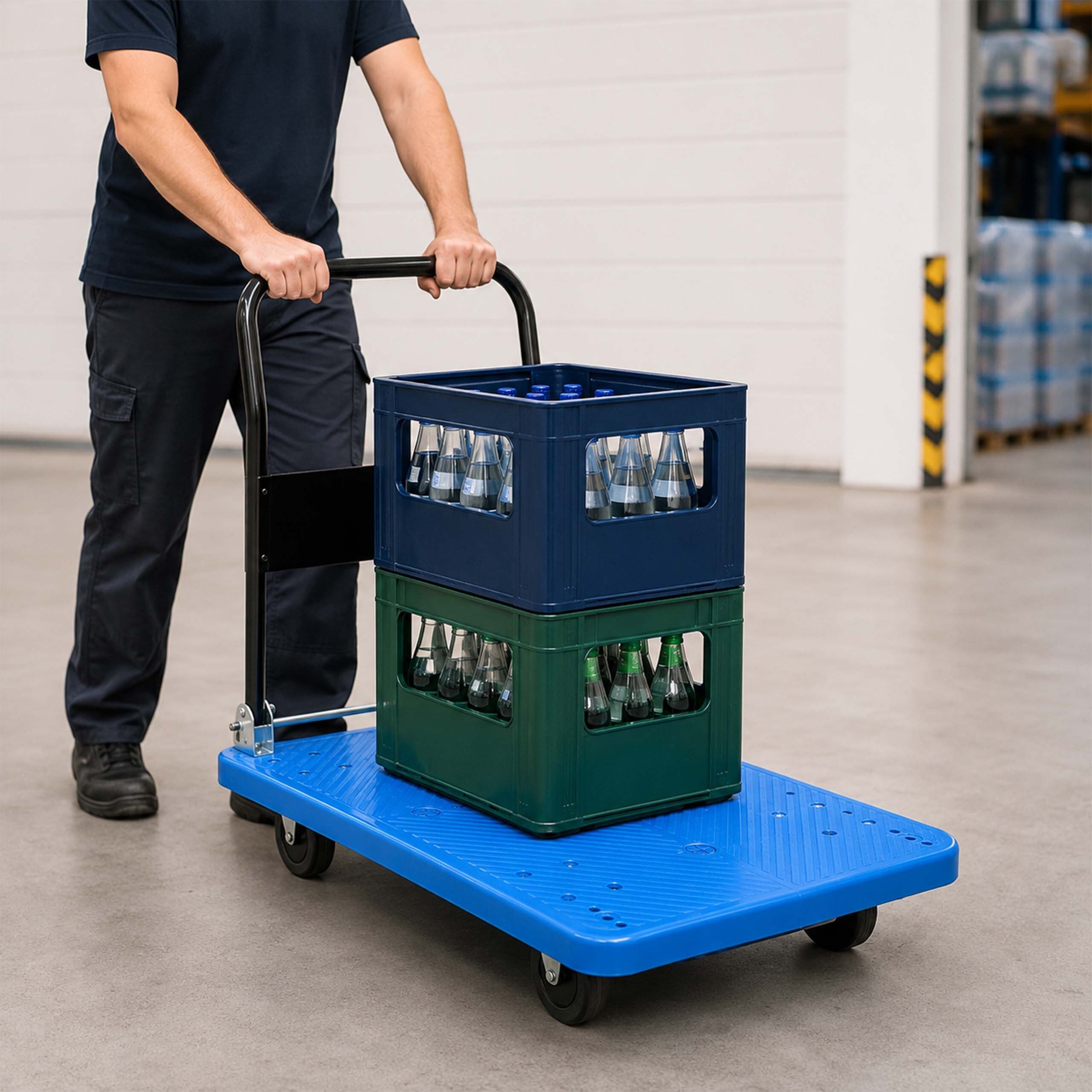 relaxdays Transportwagen klappbar 300 kg, blau