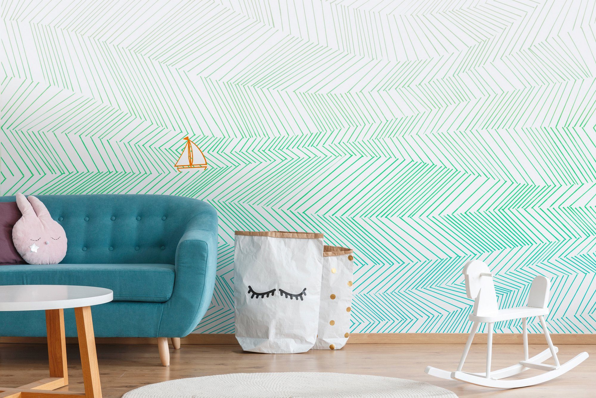 Architects Paper Fototapete Atelier 47 Waves Artwork 3, glatt, geometrisch, (4 St), Vlies, Wand, Schräge, Decke