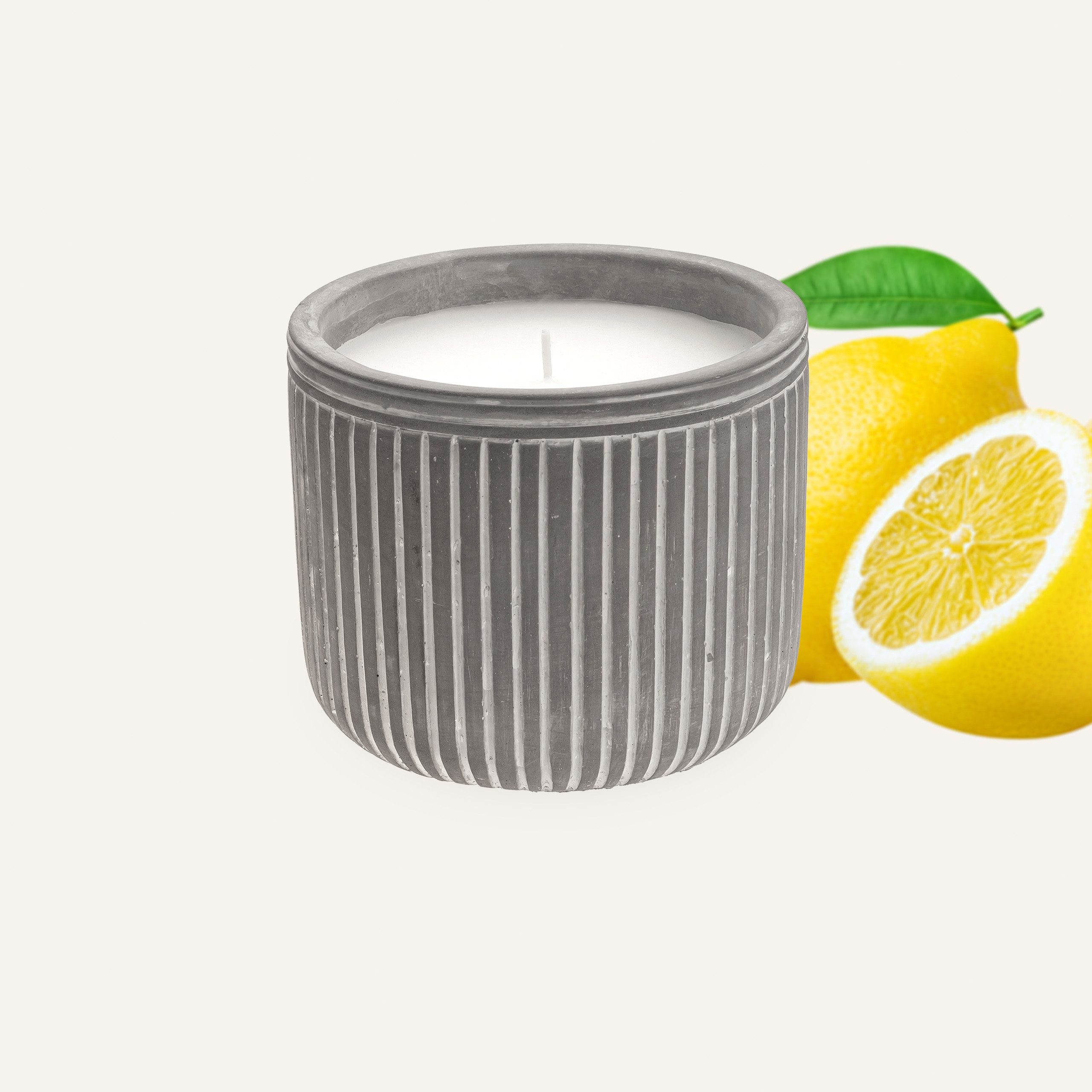 IC Gardenworld Duftkerze Citronella Kerze im Steintopf, Deko Duftkerze mit Zitronenduft, ca. Ø 12 x 10 cm, bis zu 30h Brenndauer