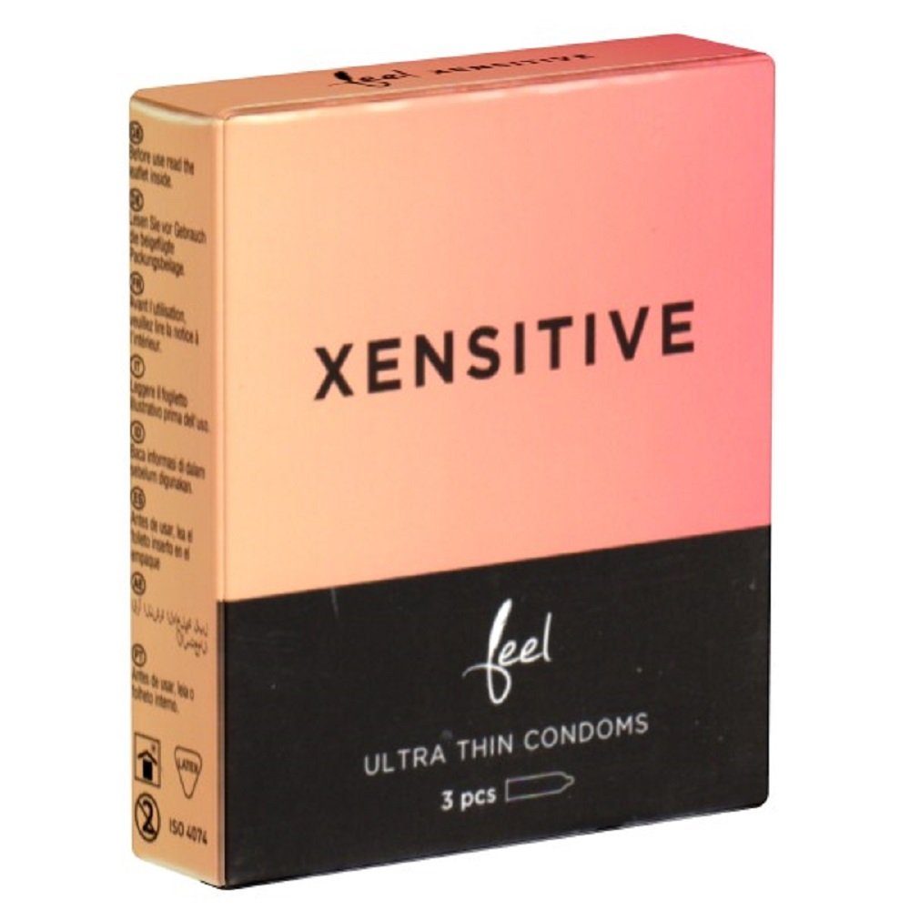 Feel Kondome Xensitive - Packung 3 ein für dünnerer hautnahes Gefühl mit Kondome mit, Wandstärke samtweiche Gefühl natürliches St