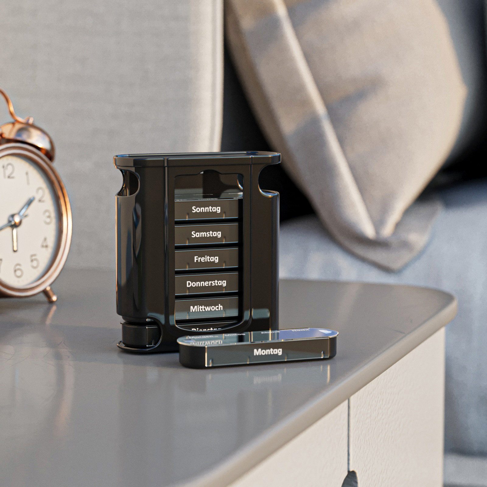 Wellgro Pillendose Tablettenbox für 7 Tage - Mit 4 Fächern pro Tag