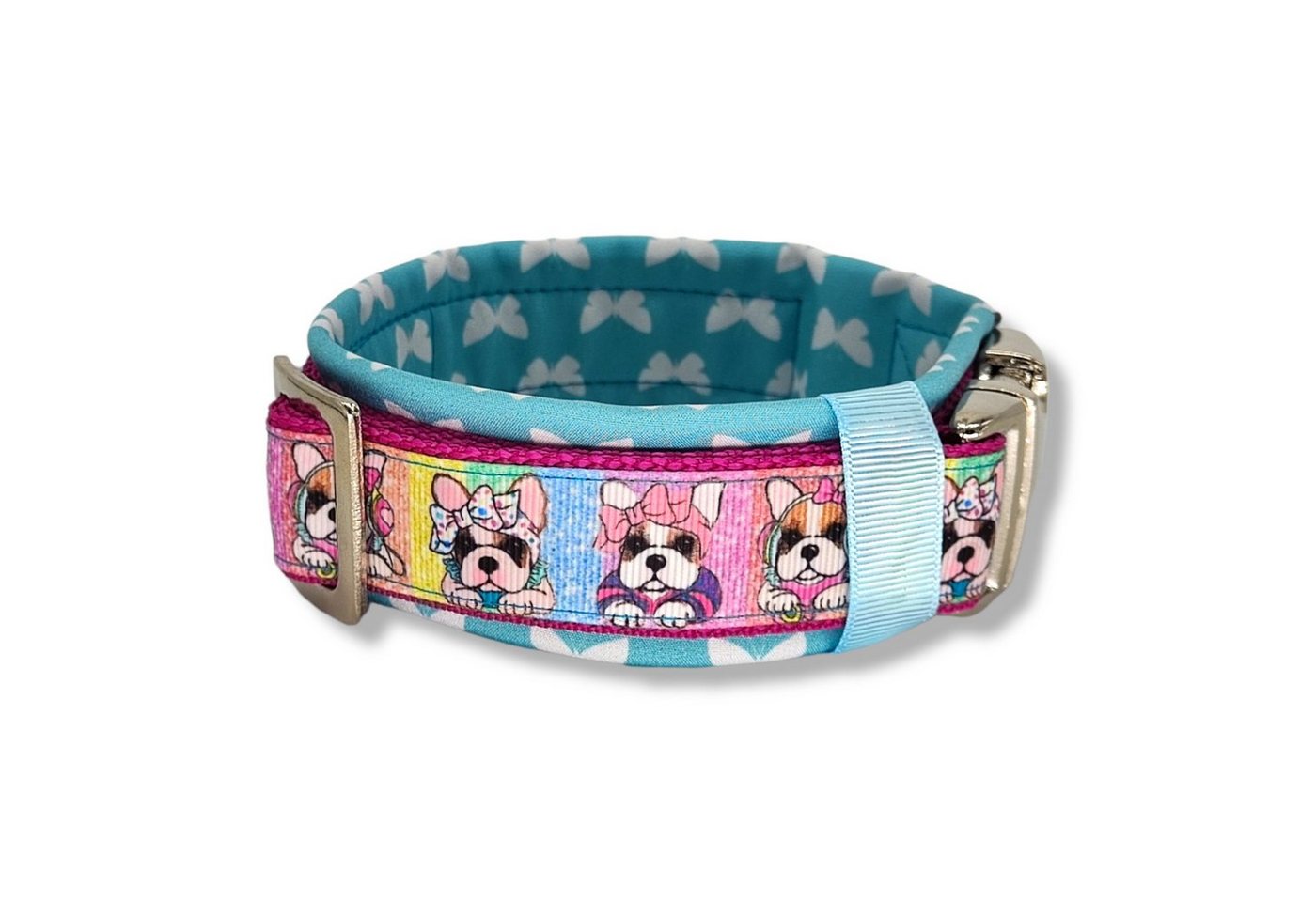 Thumbnail - D by E Couture Hunde-Halsband "Sweet Little Dogs V", gepolstert, verstellbar, 30mm breit, Handmade
