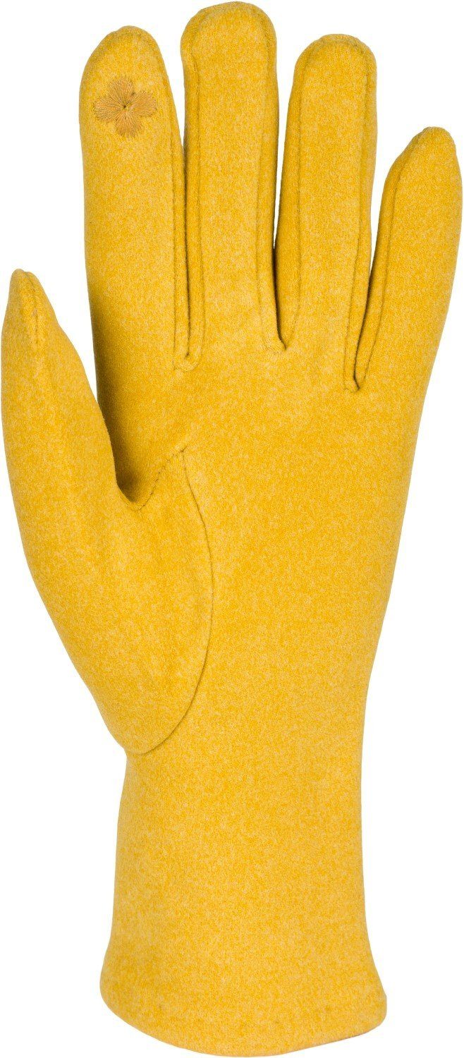 Strass Senf Perlen mit Handschuhe Fleecehandschuhe und styleBREAKER Touchscreen