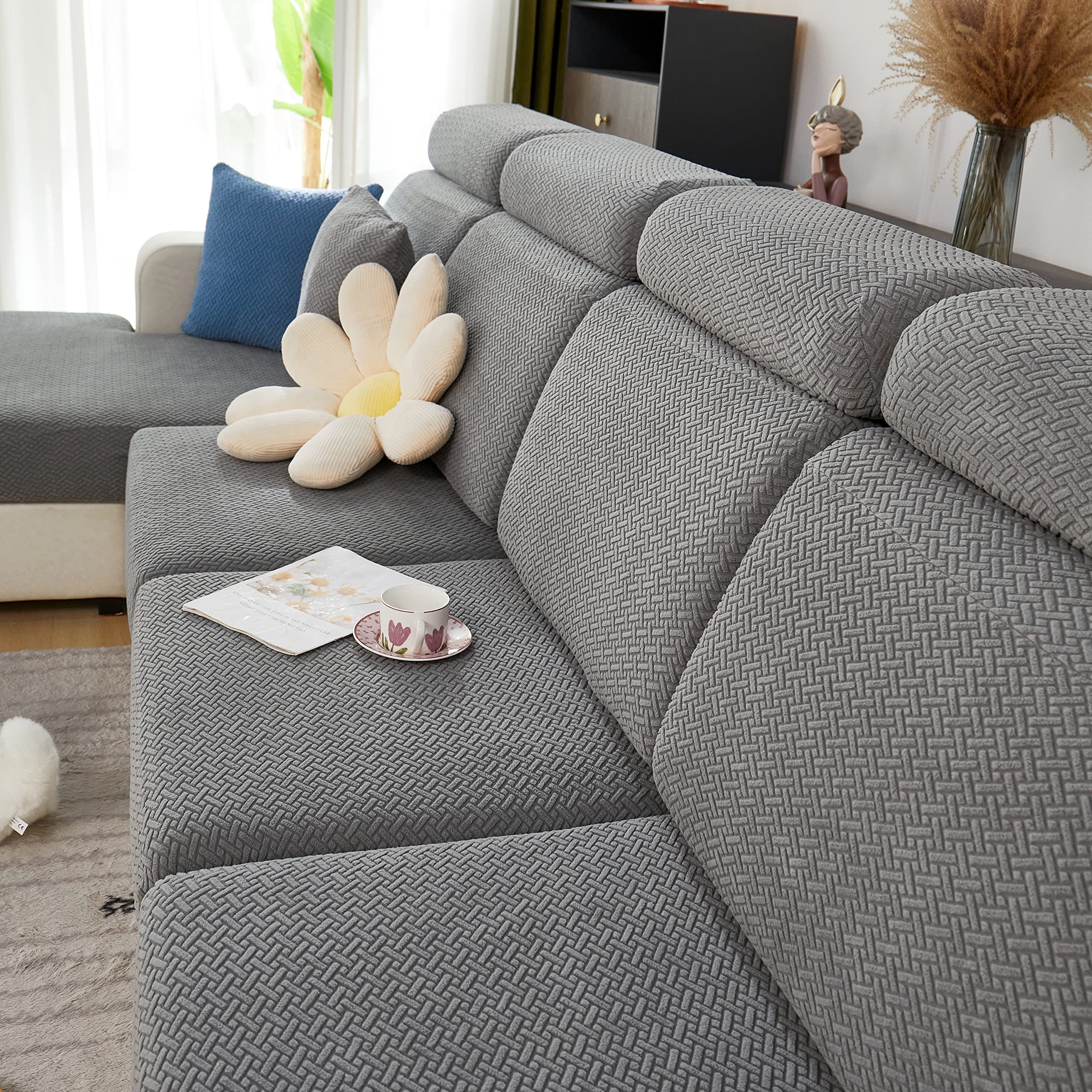 Zaewry Sofahusse 1-4Sitze, Stretch, Couch Sitzbezug, Sofa Sitzkissenbezug, rutschfest Stoff, Elastischer Kissenbezüge