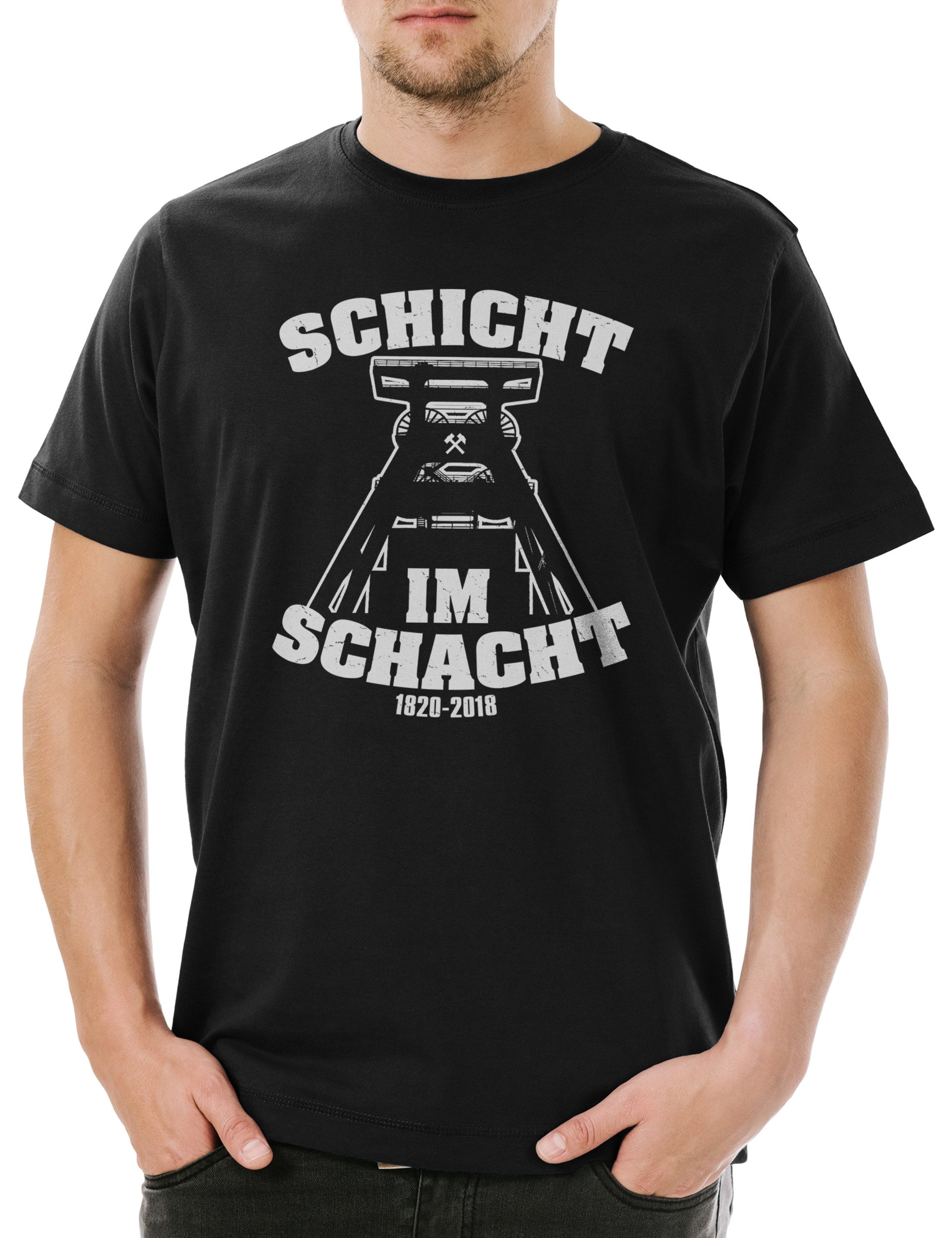 Print-Shirt Schicht Im Schacht Herren T-Shirt Kohle Bergwerk Unter Tag Arbeiter