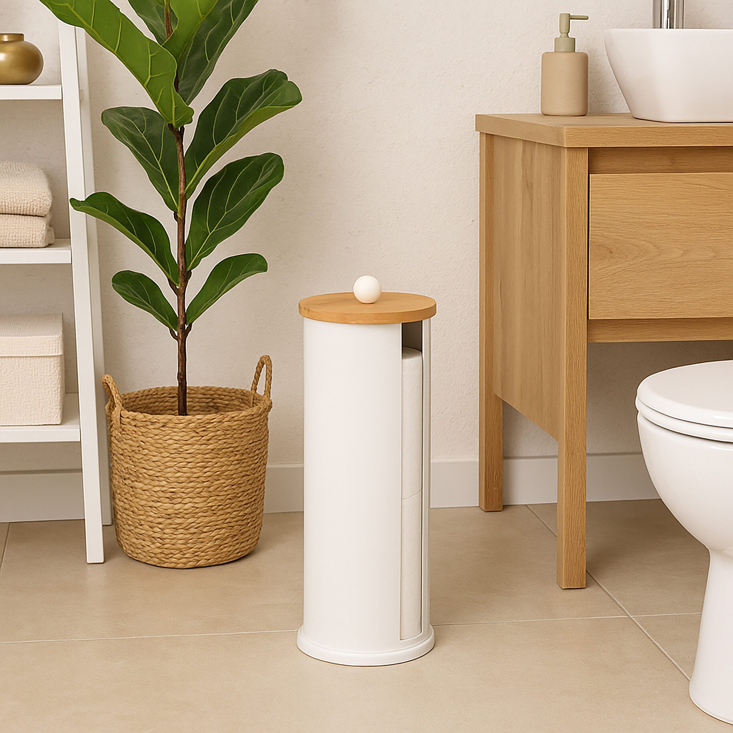relaxdays Toiletten-Ersatzrollenhalter Toilettenpapier Aufbewahrung 3 Rollen, weiß