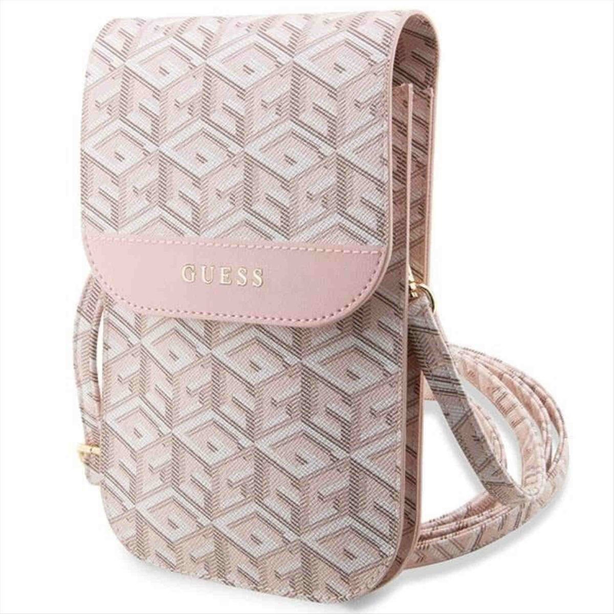 Guess Smartphone-Hülle Guess Universell Handy Tasche Umhängetasche GCube Stripe Pink