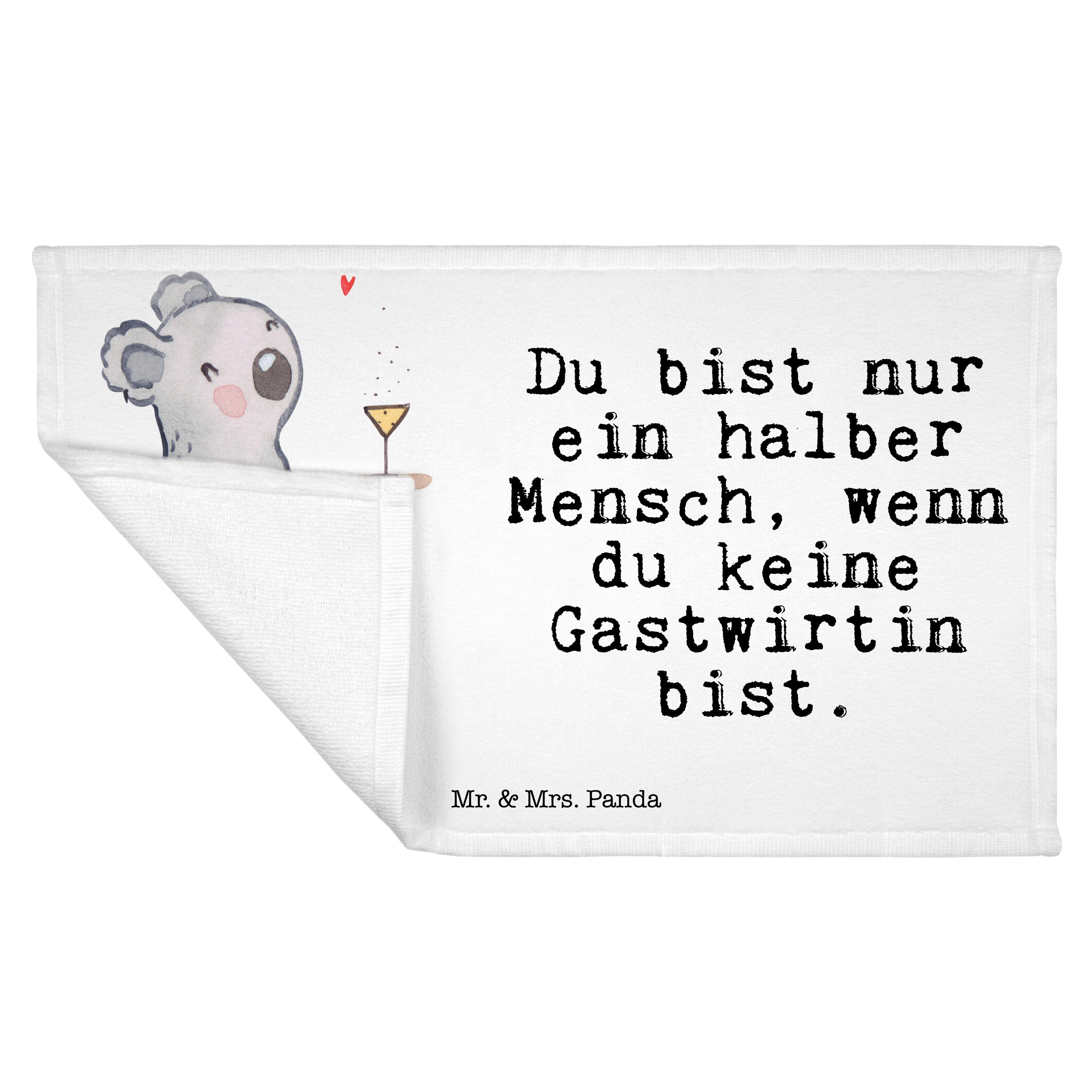 Frottier, - Herz Mrs. Panda Gastwirtin Sport mit Ha, Gaststätte, Handtuch (1-St) - Geschenk, & Mr. Weiß