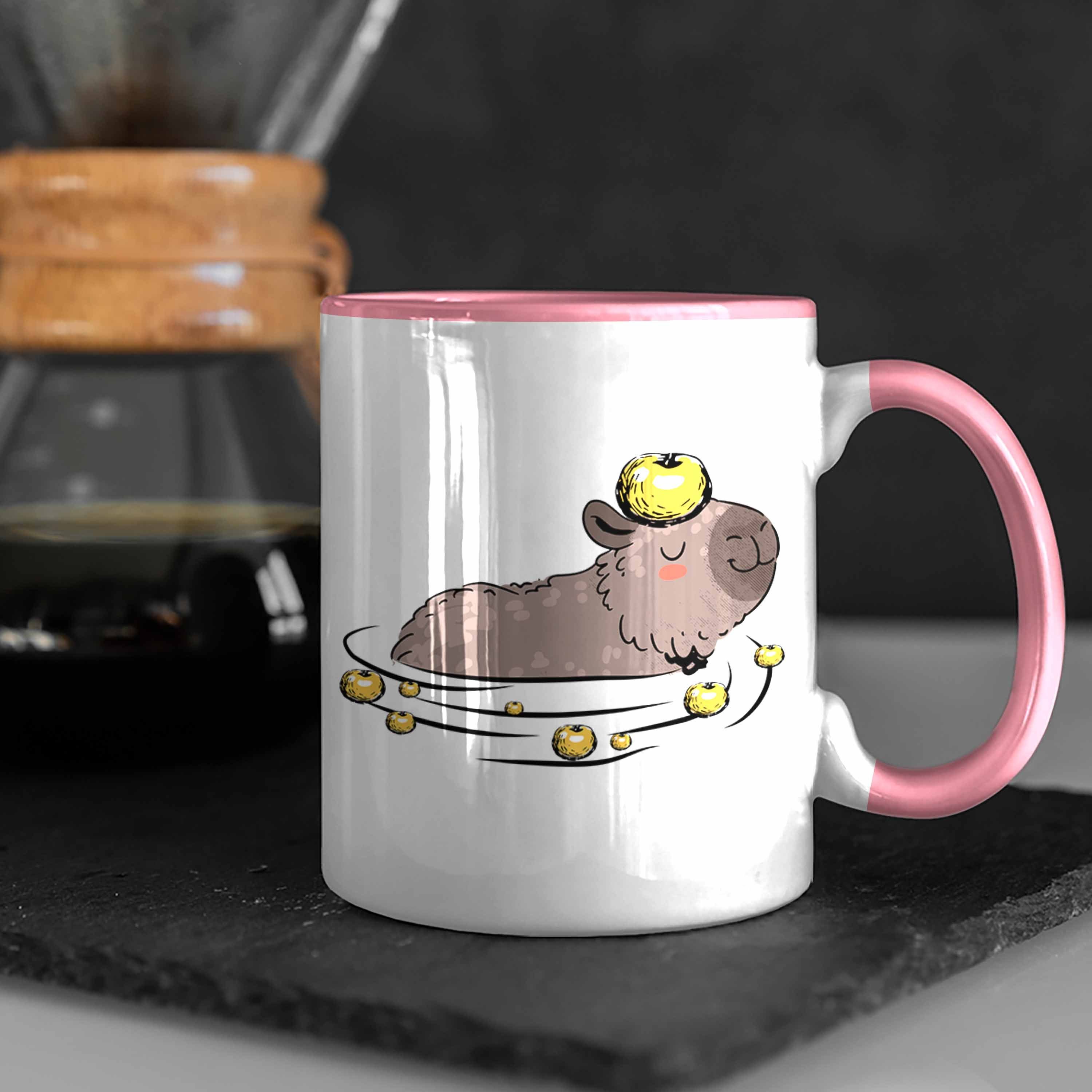 Trendation Tasse Tasse mit Rosa für Capybara Liebhaber Capybara-Motiv Geschenk