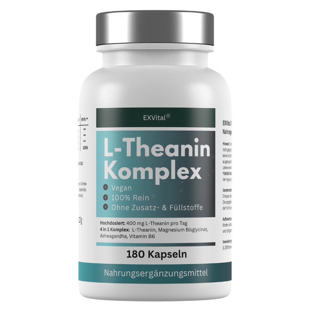 L-Theanin Komplex Kapseln mit Magnesium, Ashwagandha & Vitamin B6 Kapseln, 117 g
