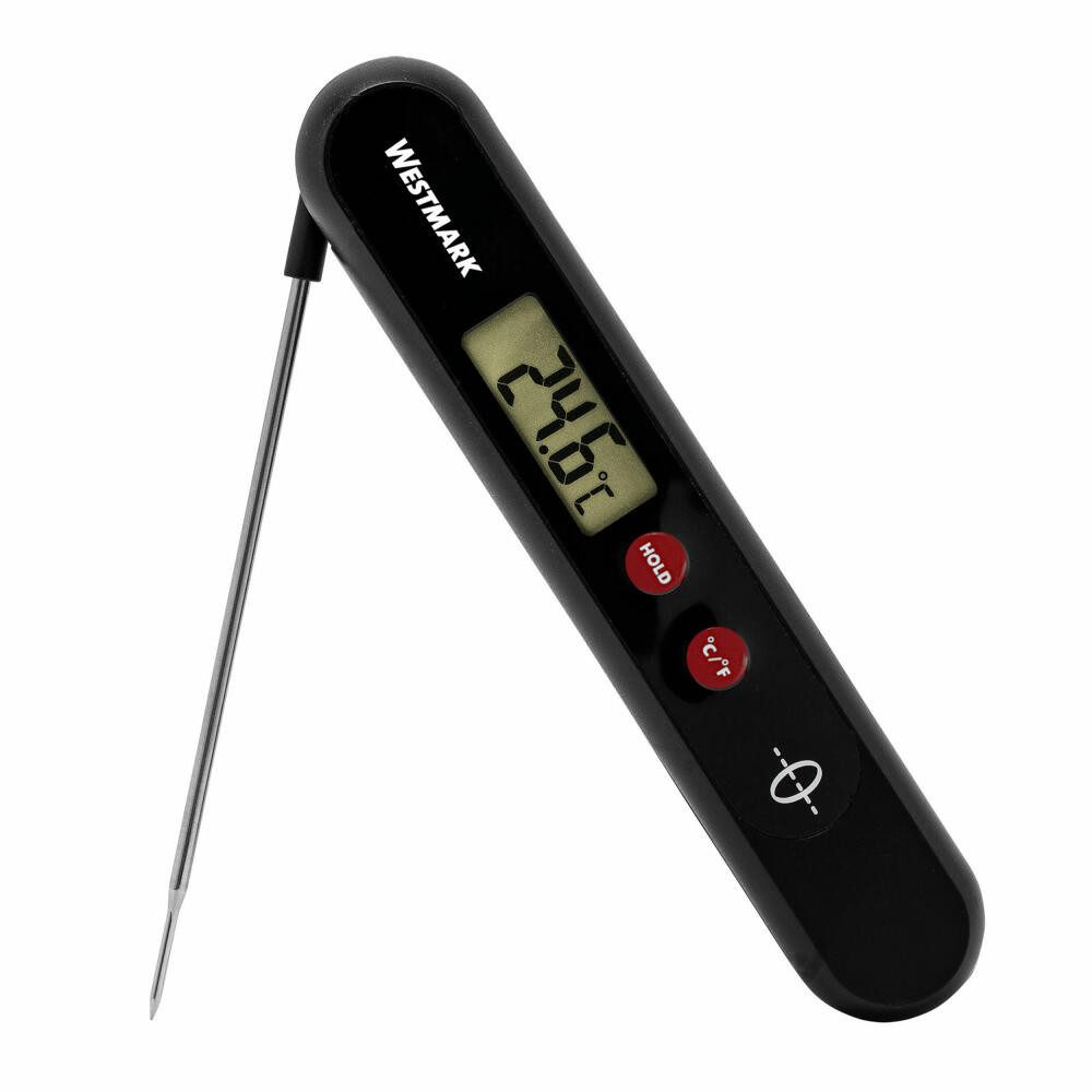 WESTMARK Bratenthermometer Ohne Batterien, Mit Temperatur-Feststell-Taste, ÖKO, Silber/Schwarz/Ro, °F
