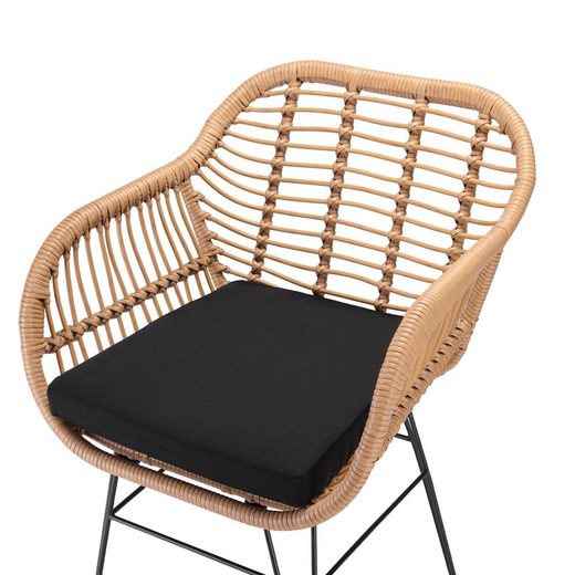 Casaria Balkonset »Bali«, (2tlg), Poly Rattan Korbsessel mit Auflage