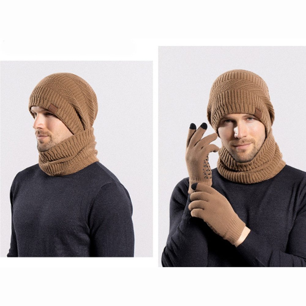 Coonoor Mütze & Schal 3 Stück Mütze, Schal & Handschuh-Sets für Herren Damen (Strick Gefüttert Beanie Mütze Touchscreen Handschuhe Schal Wärmer) für Kaltes Wett – Bild 3 von 5