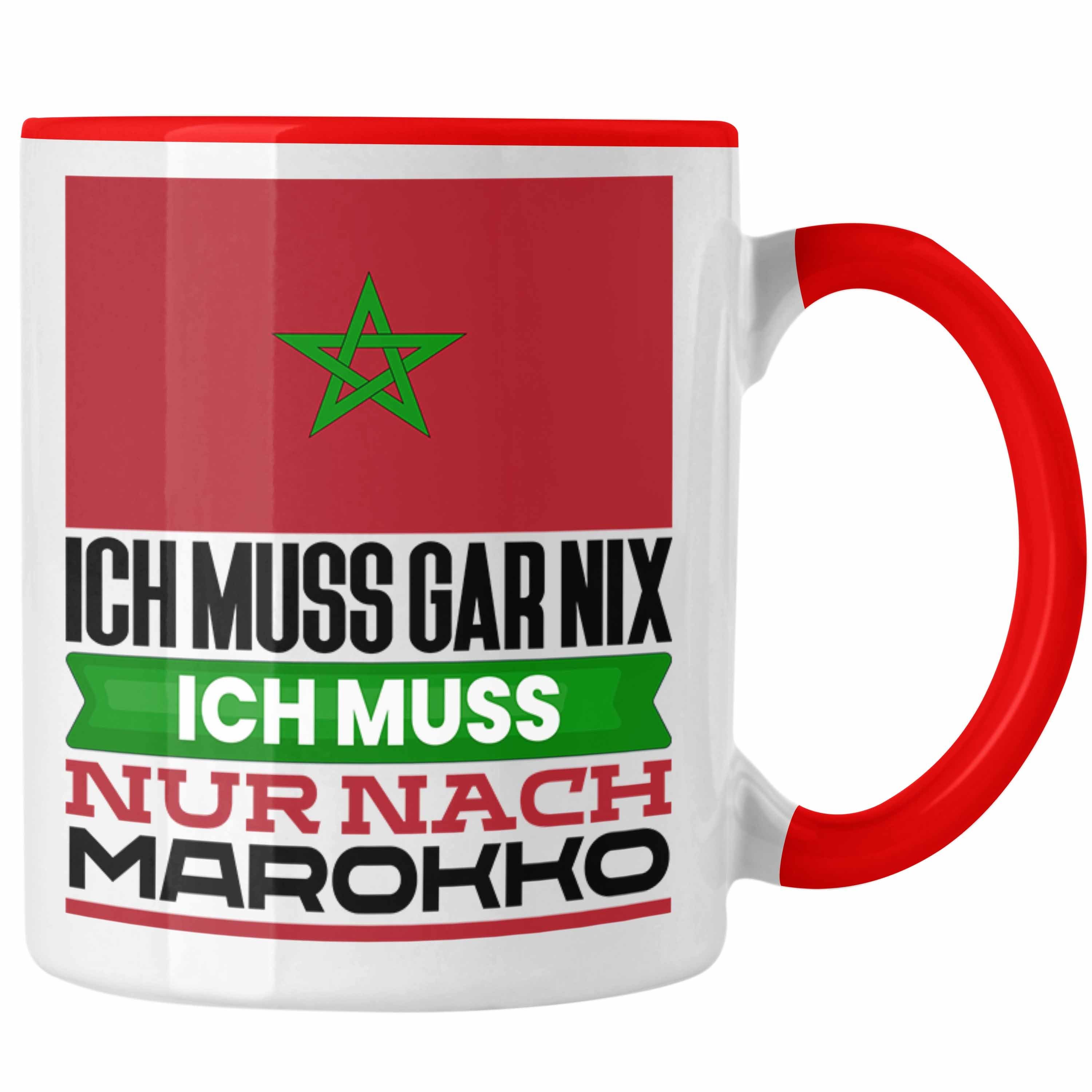 Trendation Tasse Marokko Tasse Geschenk für Marokkaner Geburtstag Urlaub Geschenkidee I Rot
