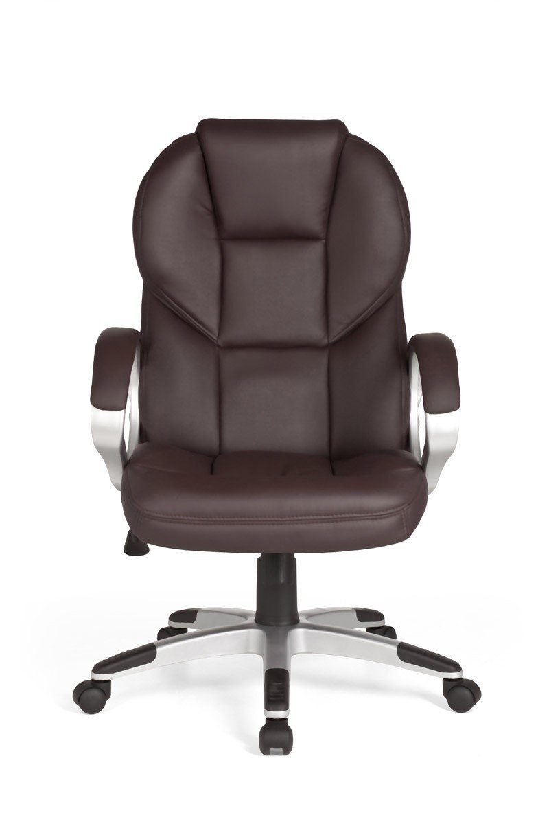 Amstyle Chefsessel SPM1.222 (Bezug Kunstleder Braun, Schreibtischstuhl 120 kg), Bürostuhl Design Drehstuhl mit XXL Polsterung