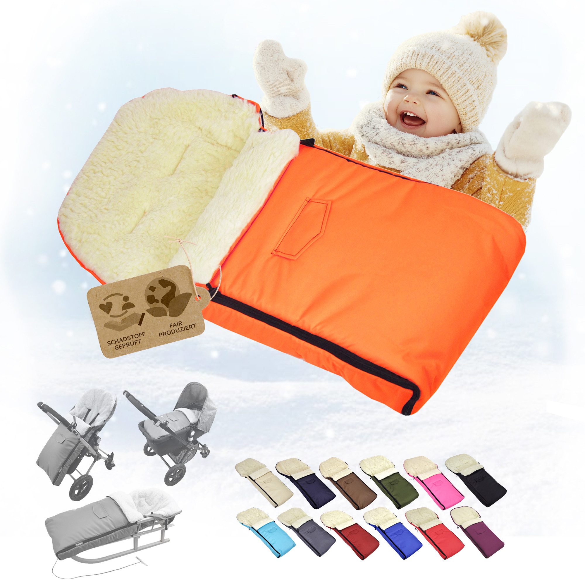 BambiniWelt by Rafael K. Fußsack Winterfußsack Babyfußsack Fußsack Kinderwagen Wolle universal 90cm