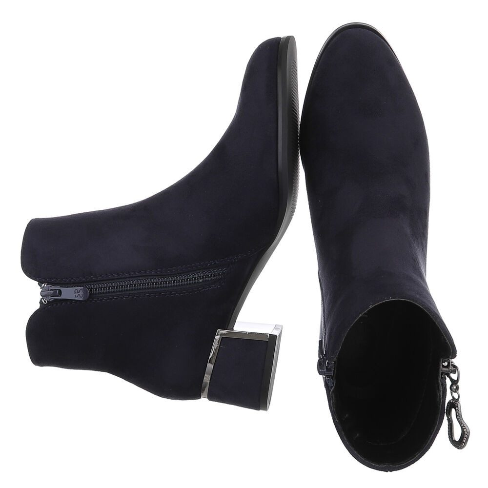 Ital-Design Elegante Stiefeletten mit Reißverschluss und Blockabsatz Stiefelette (90851822) Blockabsatz Stiefeletten in Dunkelblau