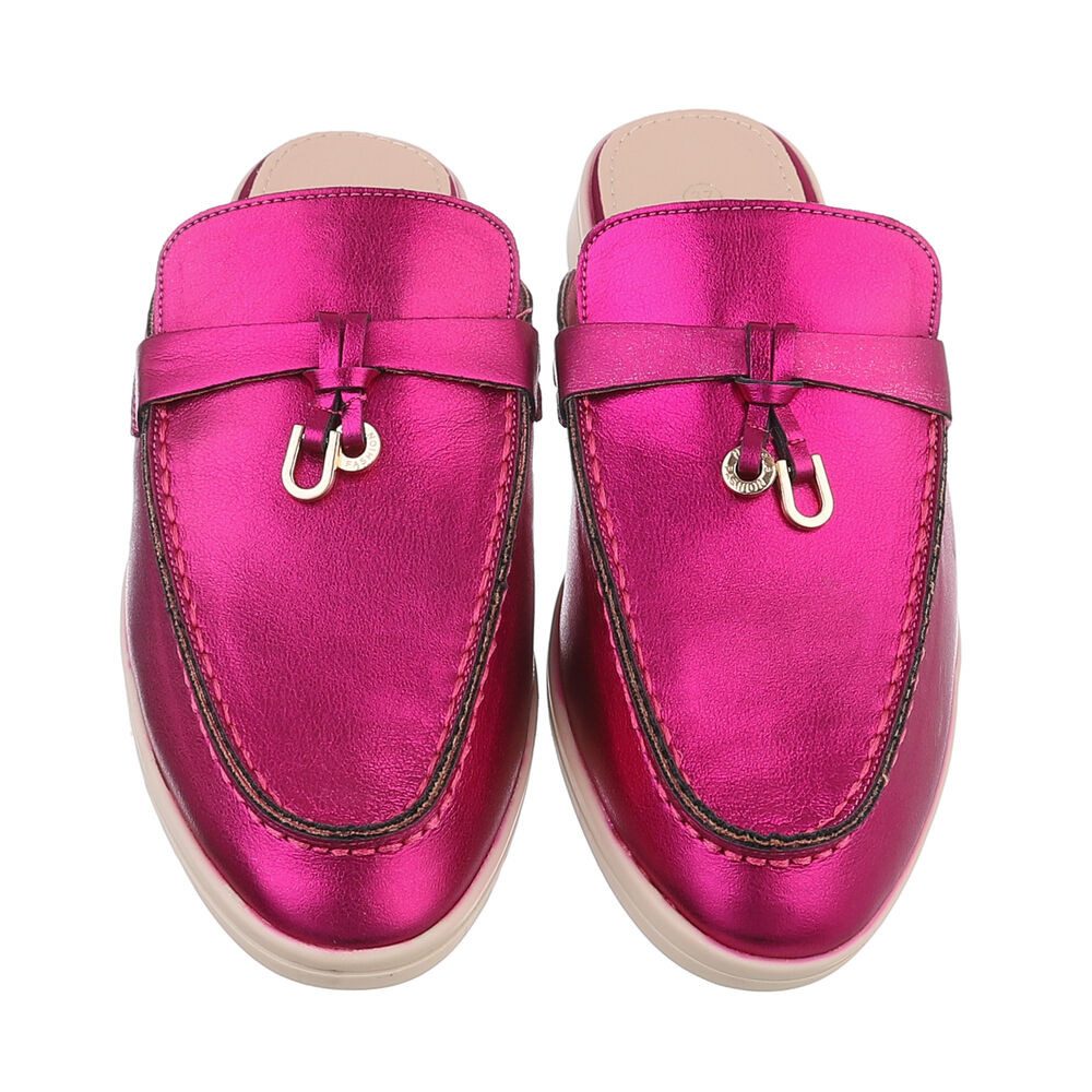 Ital-Design Damen Mules Freizeit Pantolette (86192508) Blockabsatz Pantoletten in Pink