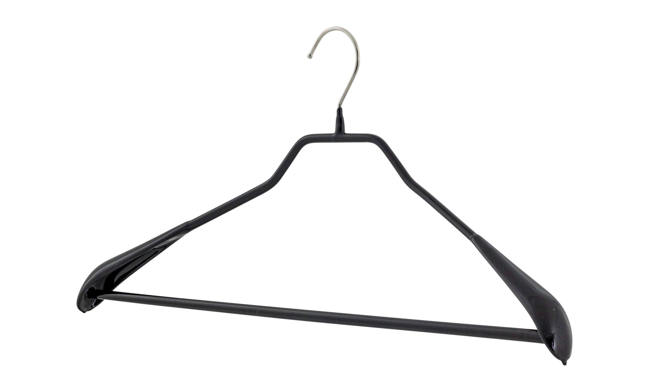 MAWA Kleiderbügel MAWA Bodyform/LS Rundstahl-Kleiderbügel mit breit ausgeformter belastbarer Schulterauflage, aus 4,6 mm Rundstahl, körpergeformt, rutschhemmend ummantelt, geeignet für Oberbekleidung, (5-tlg) Schwarz