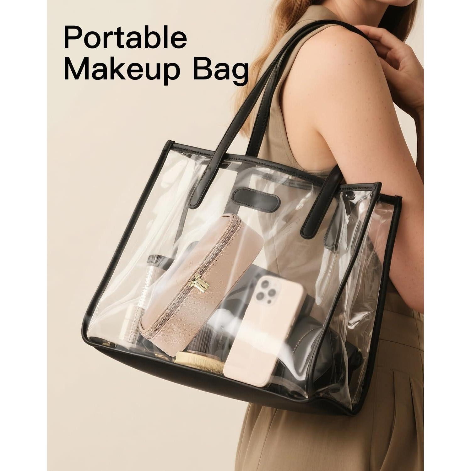 LuxusKollektion Kosmetiktasche Kosmetiktasche Reise Klein Damen Wasserdicht Leder Tragbar Milchkaffee