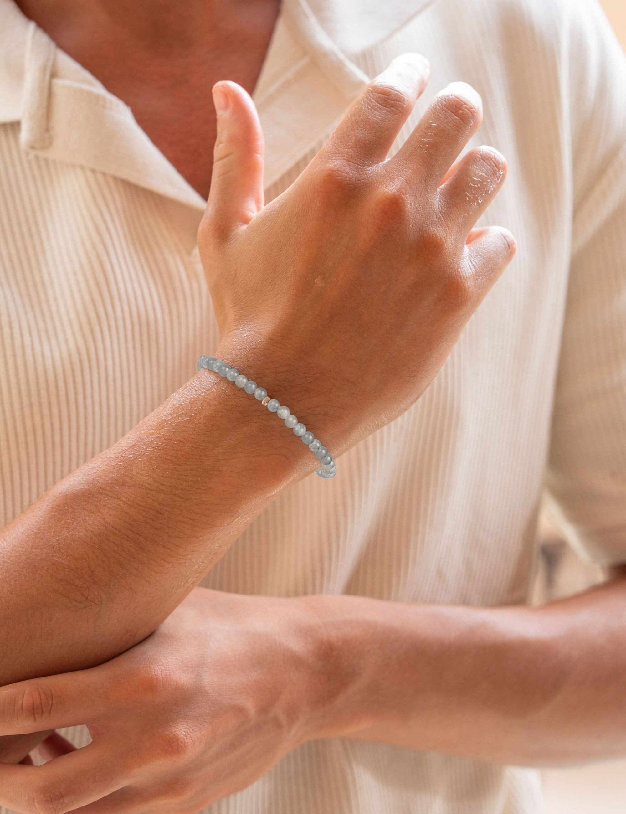 Massi Morino Perlenarmband (1-tlg), mit echten 4mm Natursteinen & 925 Silberperle