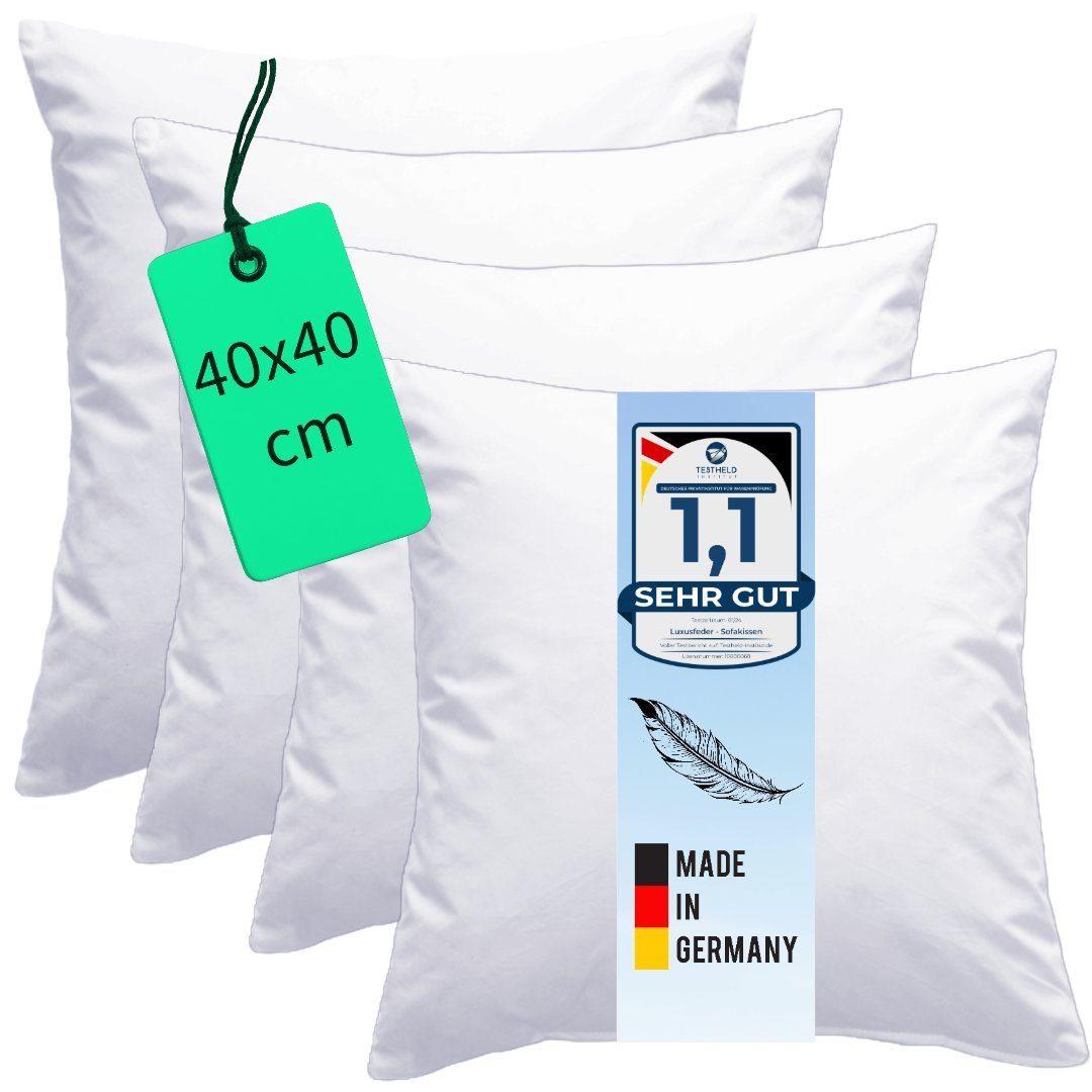 Luxusfeder Kissenfüllung 4er Set Daunenkissen 40x40 cm Daunenfüllung Sofaki günstig online kaufen