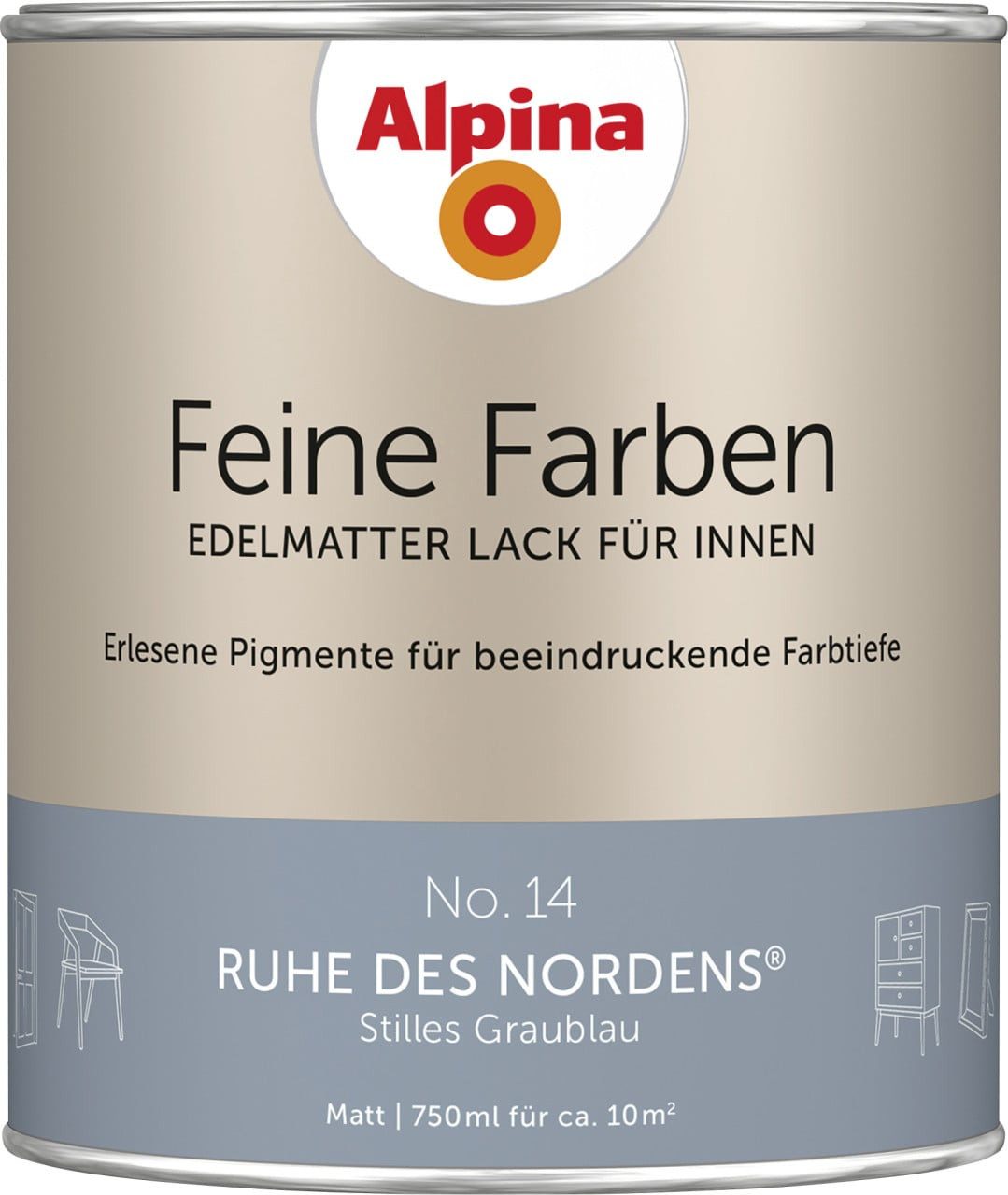 Alpina Wandfarbe Alpina Feine Farben Lack No. 14 Ruhe des Nordens -