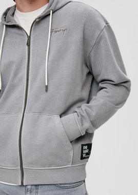 QS Outdoorjacke Sweatshirt-Jacke mit Kapuze Label-Patch, Stickerei