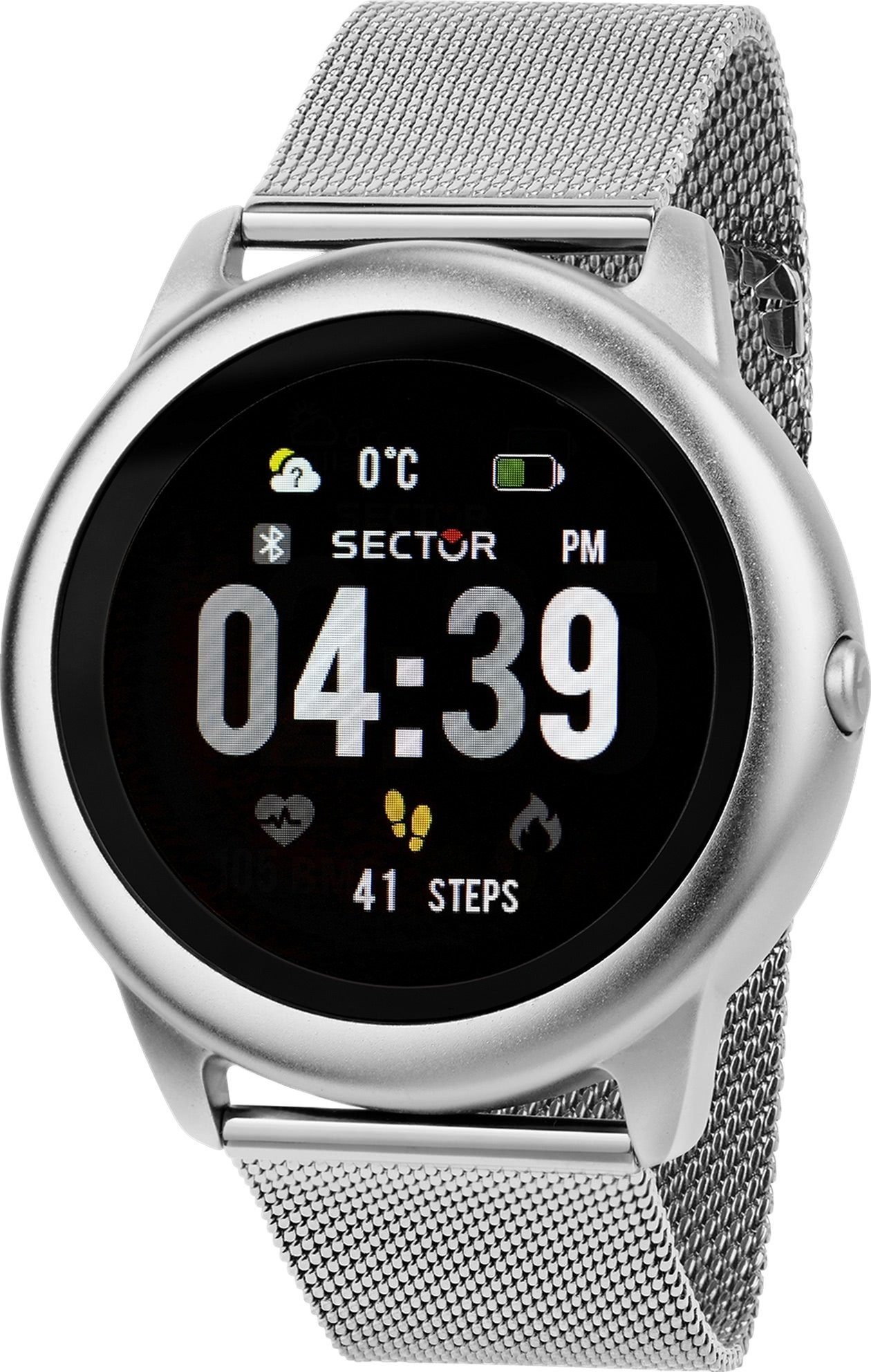 Sector Sector Herren Armbanduhr Analog-Digit Smartwatch, Analog-Digitaluhr, Herren Smartwatch eckig groß (ca. 45,5x50,5mm) Edelstahlarmband silber