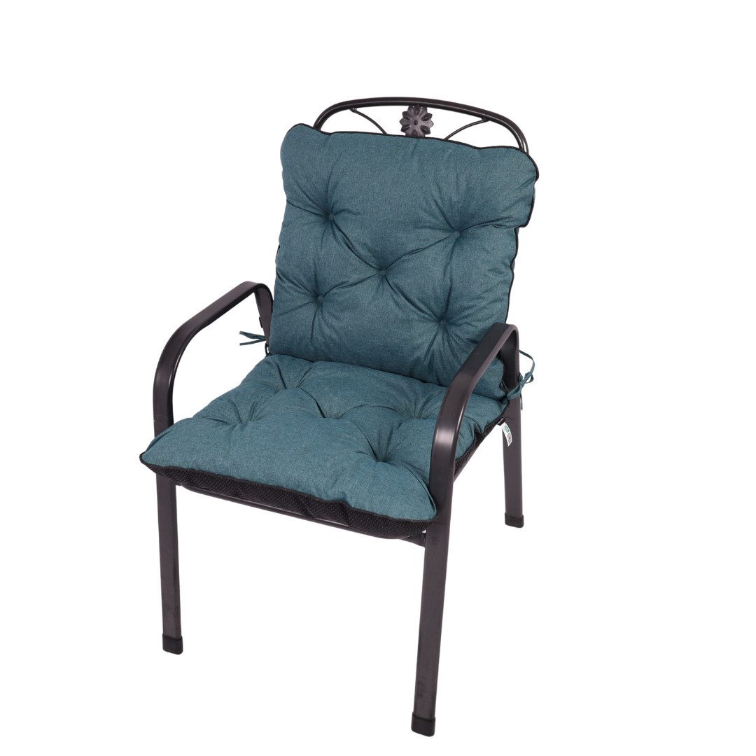 TexDeko Sitzauflage Ecolen Niedriglehner 40 x 40 x 40cm - gesteppte Gartenstuhl-Auflage, (1× Gartenstuhl-Auflage (80 × 40cm), UV-Beständig, Wasserabweisend mit Anti-Rutsch Boden