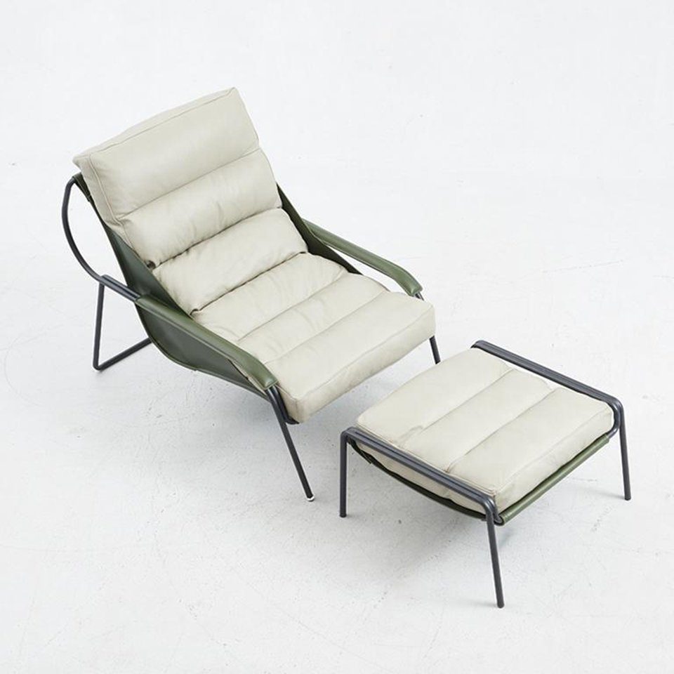 JVmoebel Sessel, Stuhl 2tlg. Einsitzer Luxus Set Relax Hocker Grau Fußhocker Möbel Sessel 
