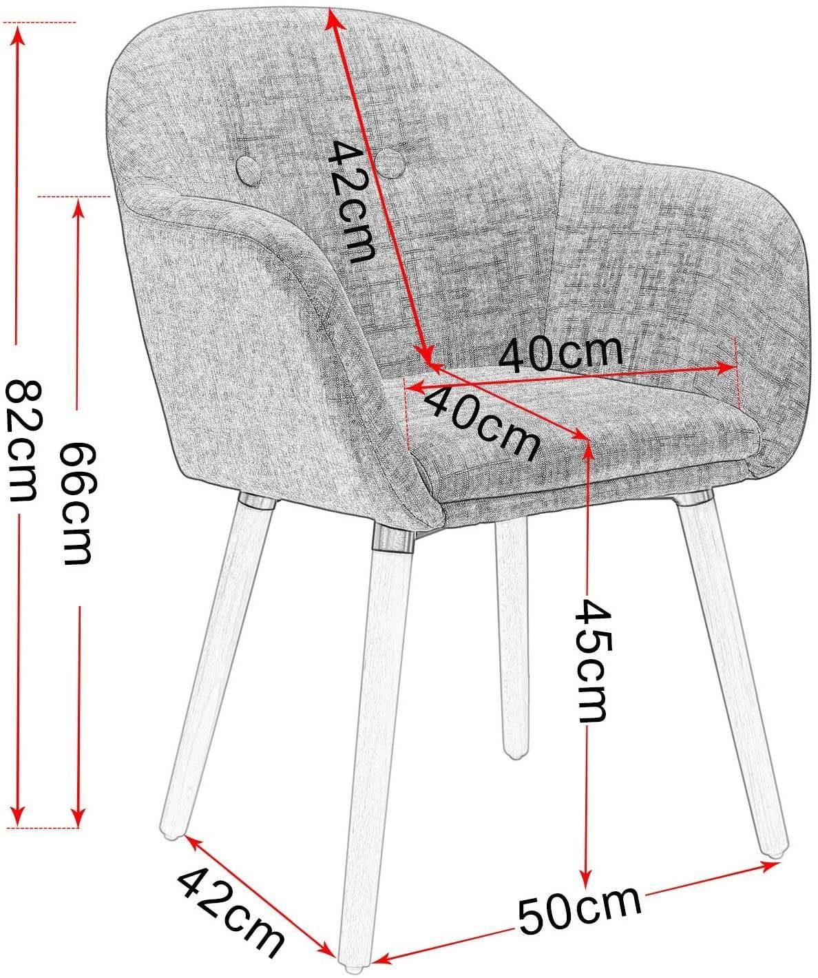Woltu Esszimmerstuhl (4 St), Hellgrau Stuhl Küchenstuhl Polsterstuhl Design Massivholz