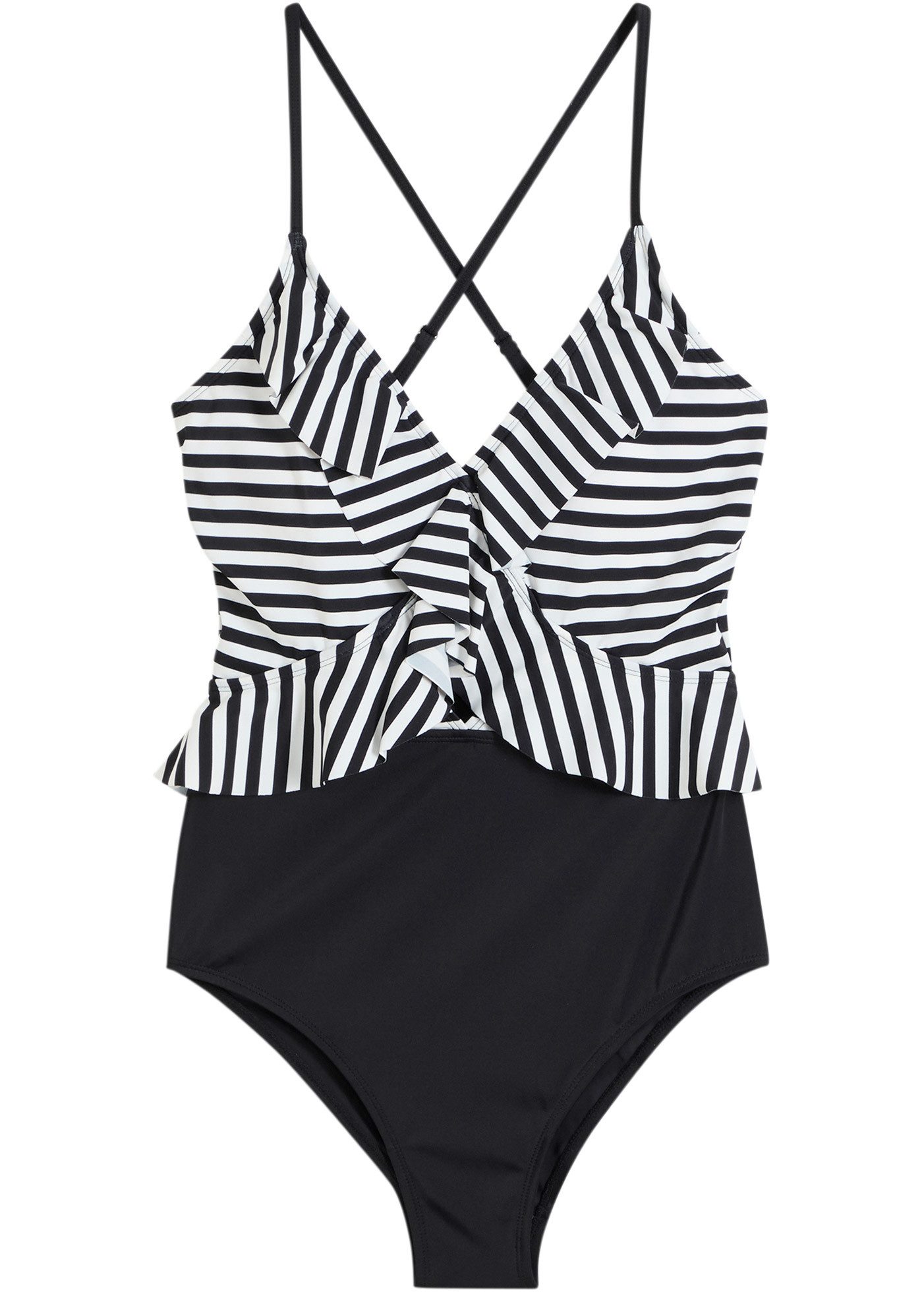bonprix Badeanzug bequeme Passform, sportlicher Stil, mit Volant-Detail