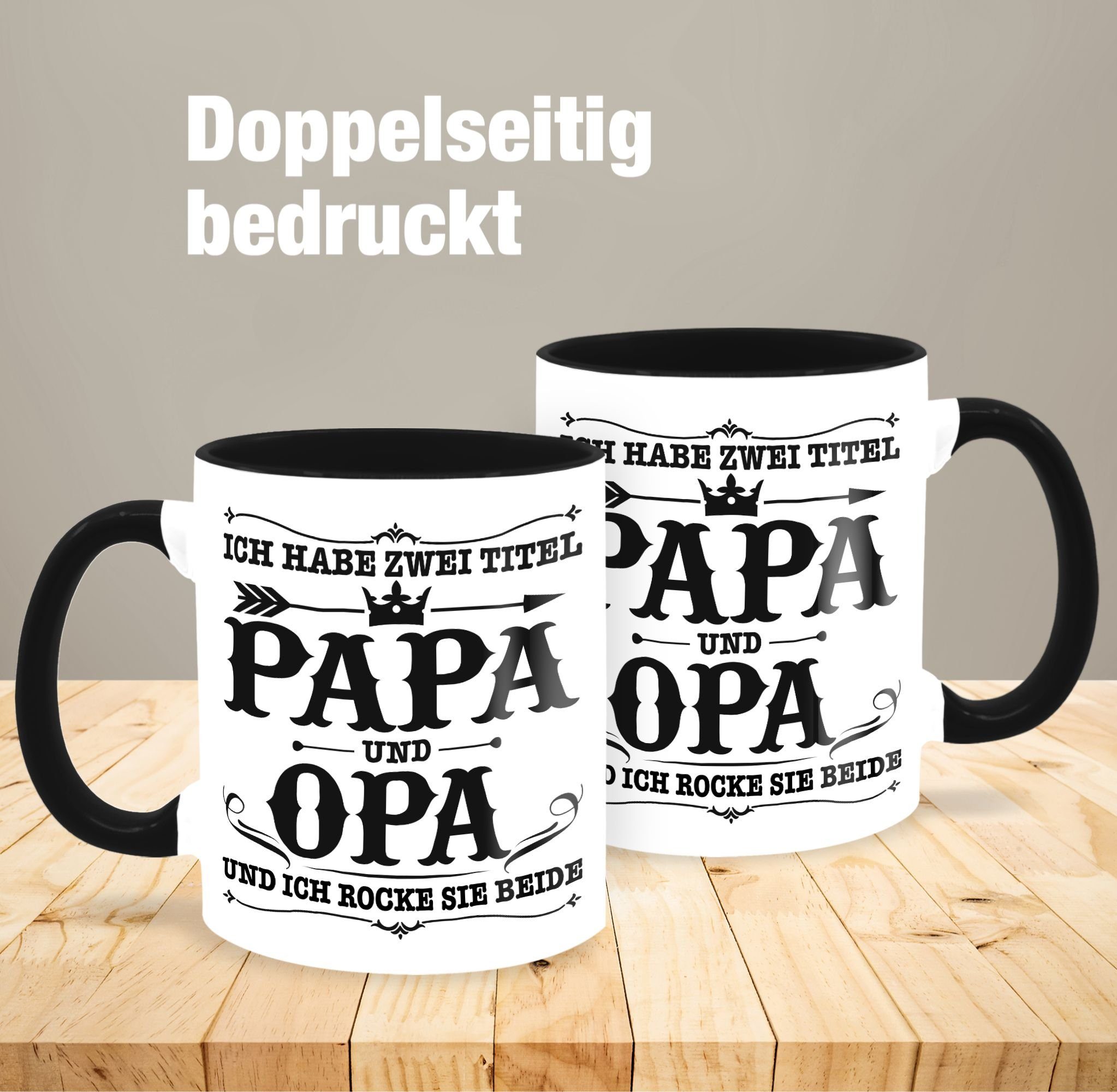 Schwarz Kaffeetasse Titel Opa, und Papa Vatertag Geschenk 1 Tasse Ich Keramik, habe Shirtracer zwei