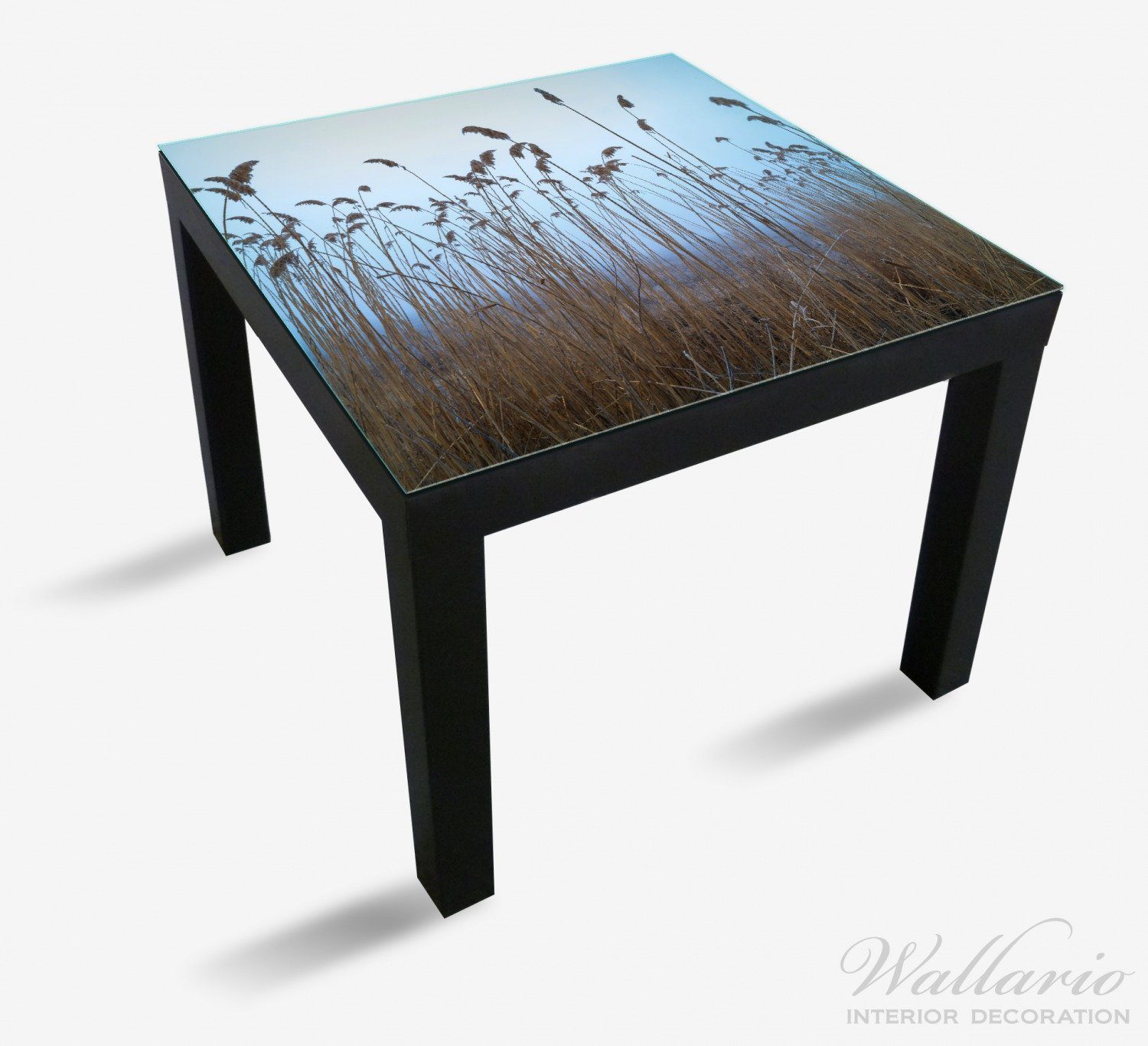 Schilfrohr Lack Tischplatte für St), Himmel See Wallario Tisch blauem geeignet am (1 vor Ikea