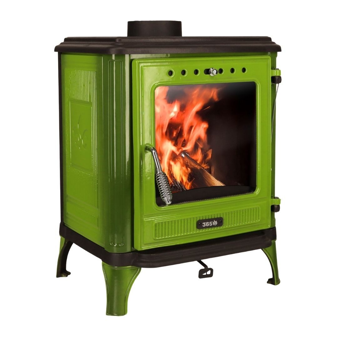 365 Kaminofen 365® Ferrox 55 grün emailliert 7 kW Gusseisen A+, 7 kW