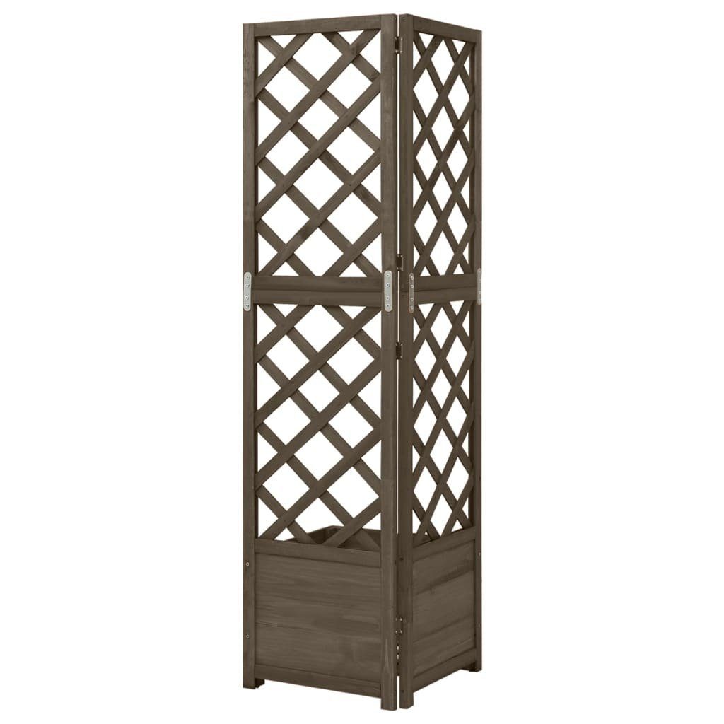 vidaXL Rankgitter NA Eck-Spalier mit Pflanzkasten Grau 40x40x150cm Massivholz Tanne Rank