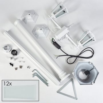 hofstein Außen-Stehlampe Wegeleuchte aus Metall/Milchglas in Weiß, ohne Leuchtmittel, Kandelaber, Gartenbeleuchtung IP44, 2xE27, ohne Leuchtmittel