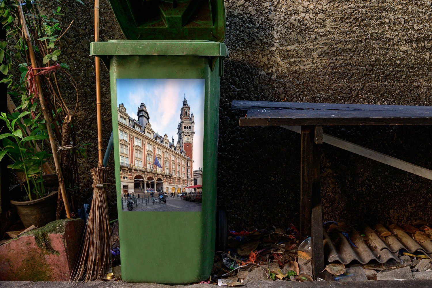 MuchoWow Mülleimer-aufkleber, Container, Mülltonne, Handelskammer Abfalbehälter (1 der Gebäude in Wandsticker St), Lille Sticker,