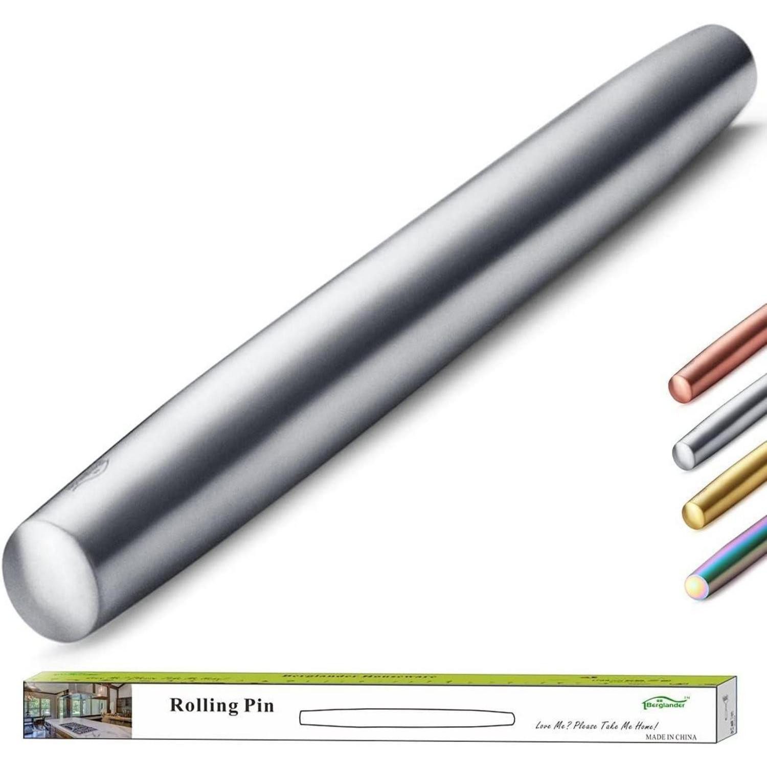 Berglander Nudelholz Teigroller Edelstahl Nudelholz 42cm Matt Finish Backen Pizz