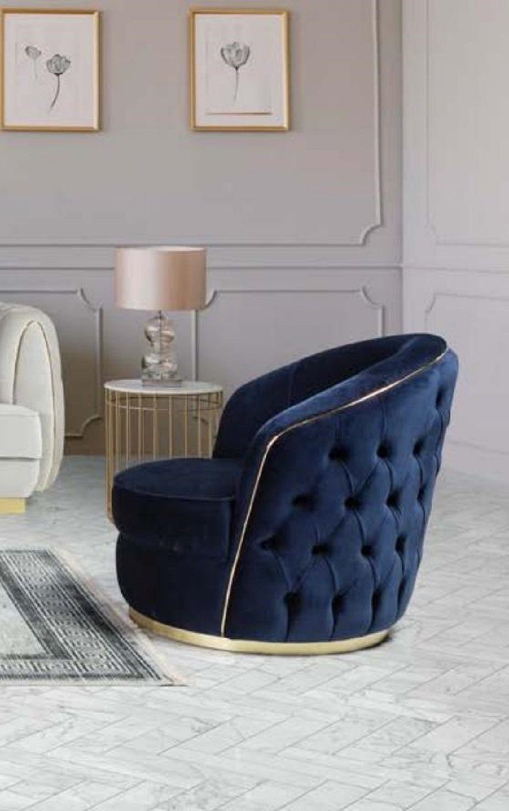 JVmoebel Sofa Sofagarnitur 3+3+1 Sessel Sitz Teile, Blau Made Dreisitzer Europe in Chesterfield, 3