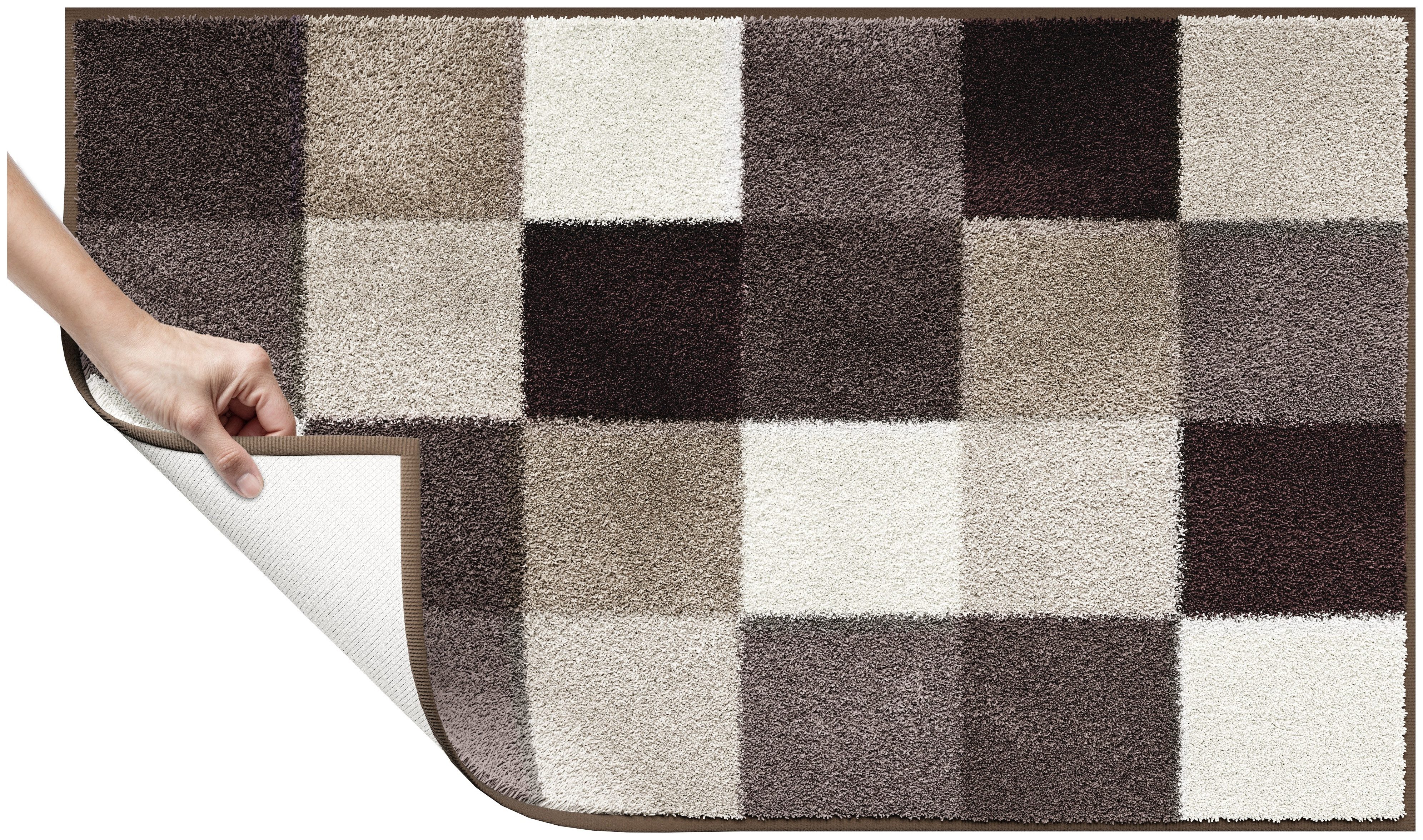 Grund Badematte Mosaik, Badvorleger, Badezimmer Teppich, sehr weich, Höhe 20 mm, rutschhemmend beschichtet, fußbodenheizungsgeeignet, Kunstfaser, rechteckig, angenehm weich, auch als 3 teiliges Set erhältlich, Made in Europe